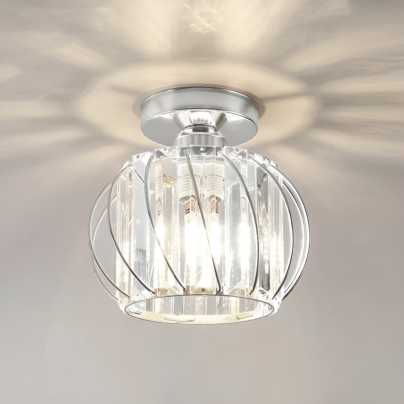 SkynLume – Nordic Flush Mount Glass and Iron Ceiling Light