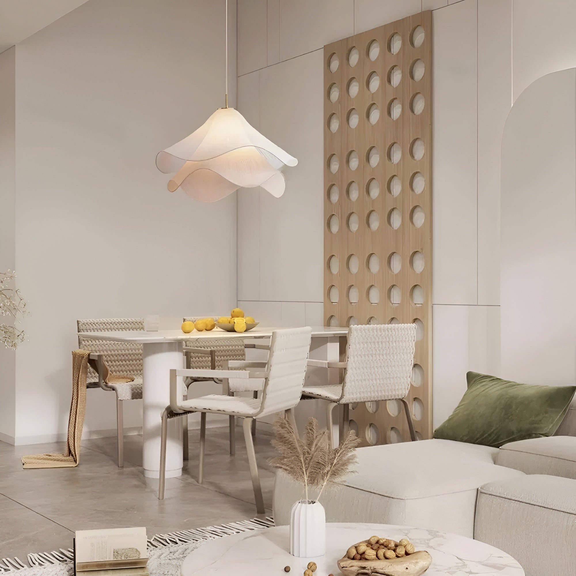 Serentis – Fabric Pendant Lamp Minimalist Modern Adjustable Hanging Light for Bedroom Dining Room or Living Room