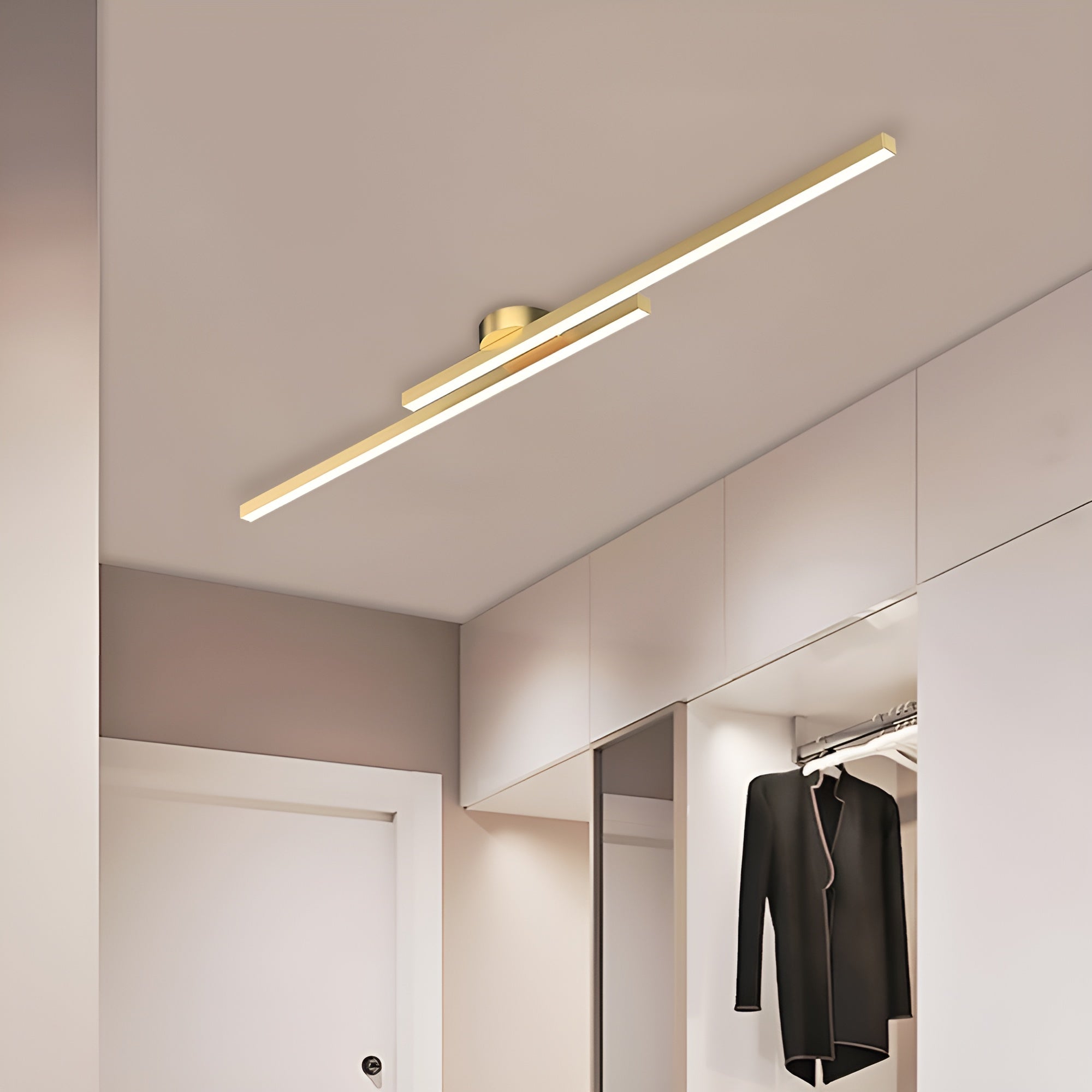 LumaLine – Modern Aluminium LED Strip Ceiling Light, Minimalist Semi Flush Fixture