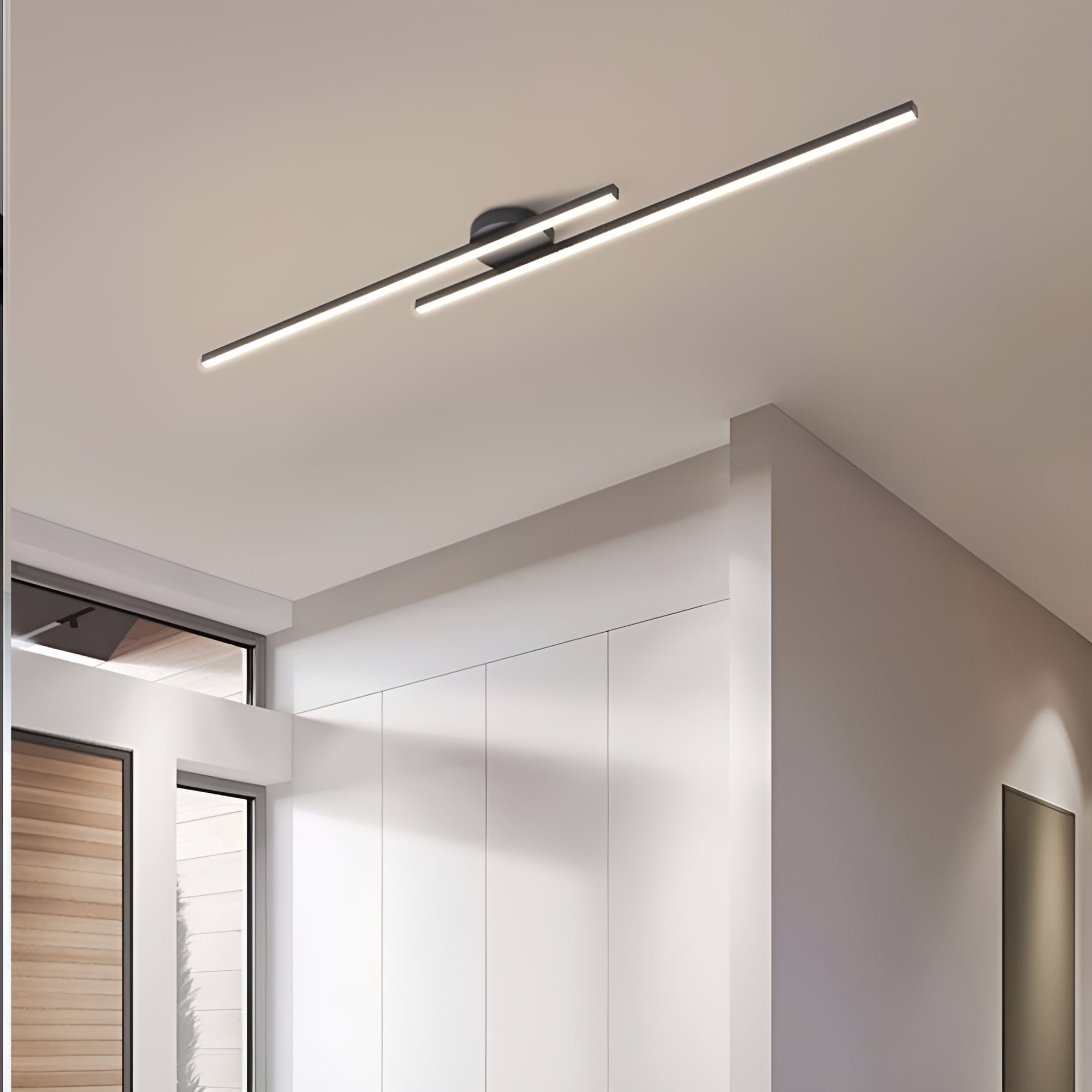 LumaLine – Modern Aluminium LED Strip Ceiling Light, Minimalist Semi Flush Fixture
