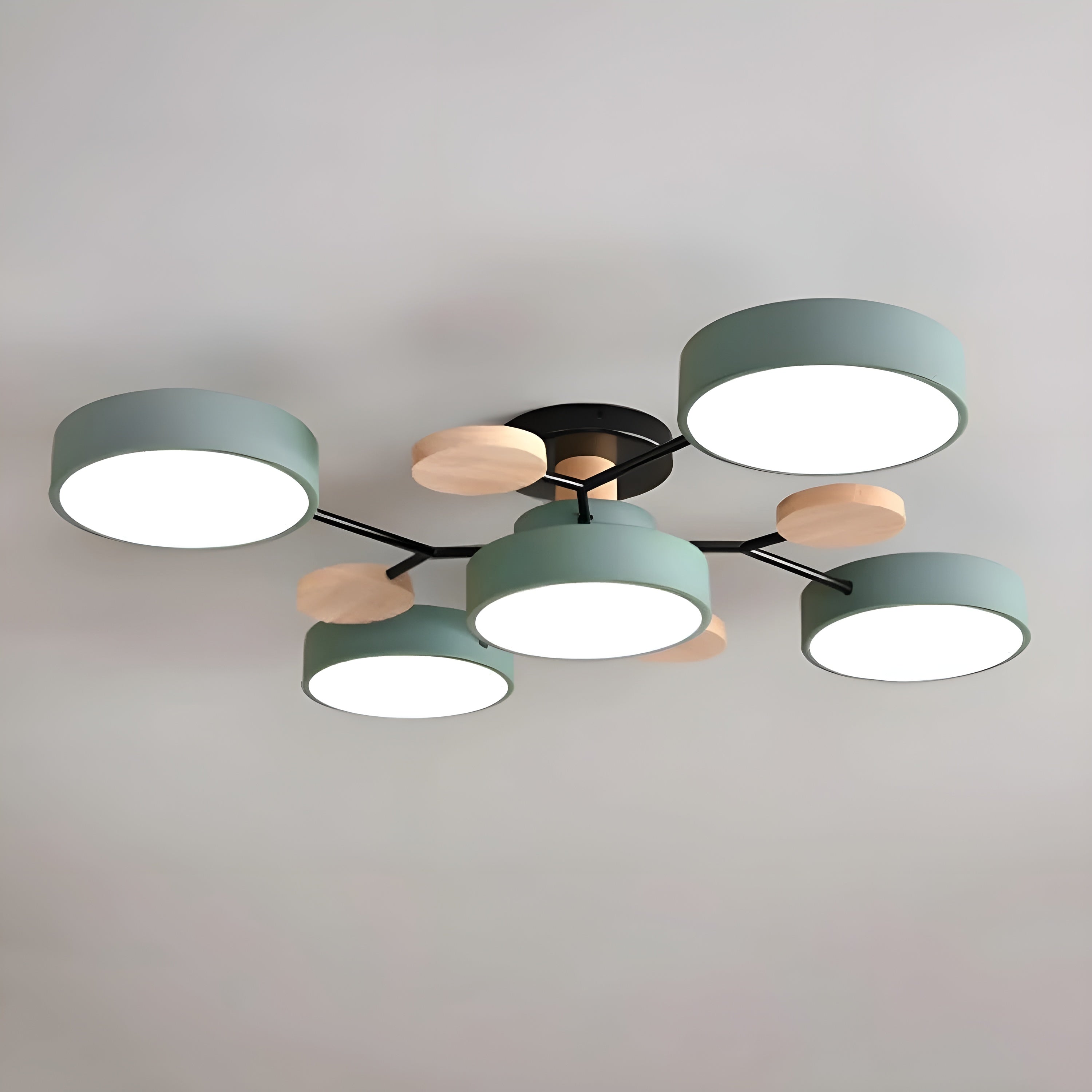 CircaGlow – Contemporary Round Iron LED Semi-Flush Chandelier with Modern Ceiling Light
