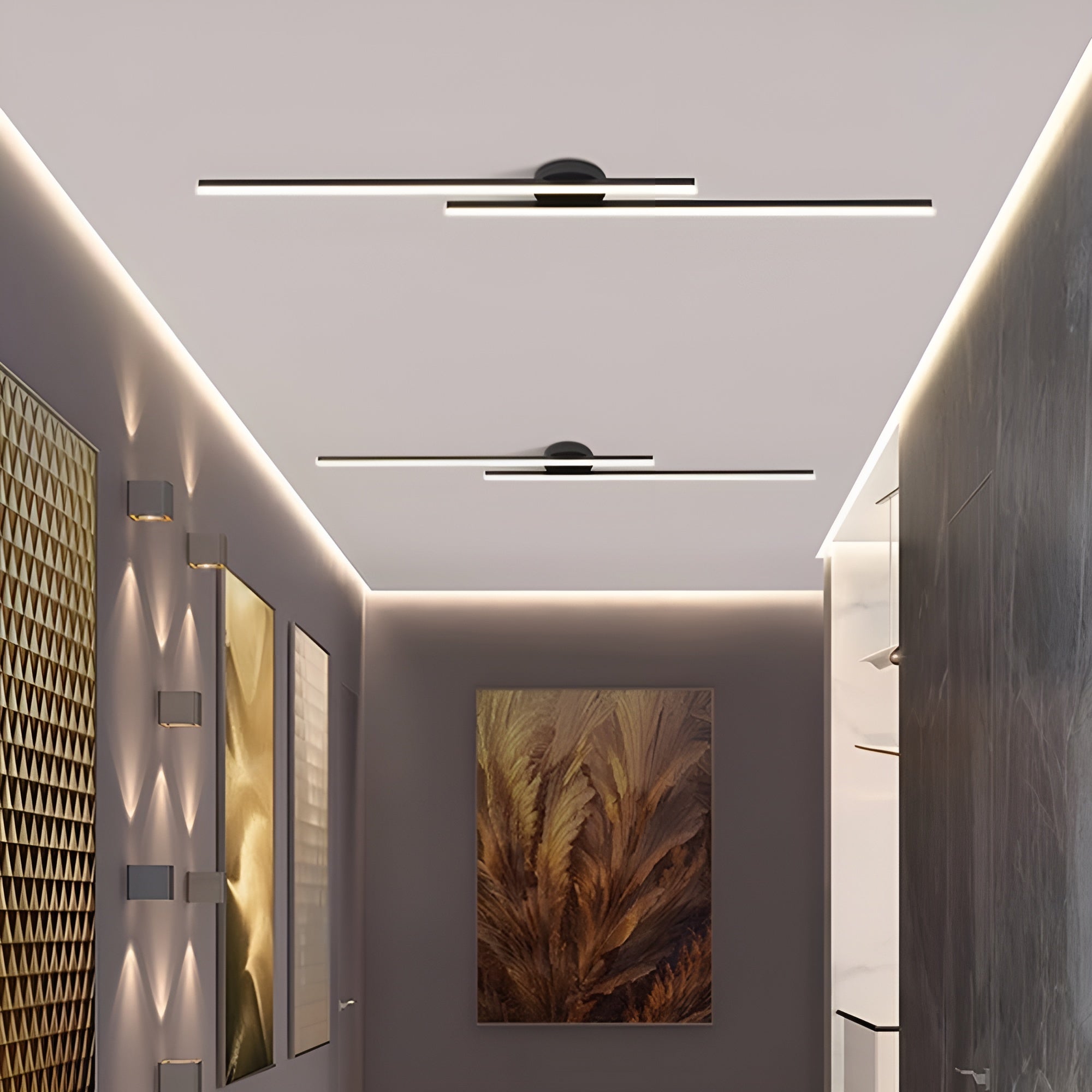 LumaLine – Modern Aluminium LED Strip Ceiling Light, Minimalist Semi Flush Fixture