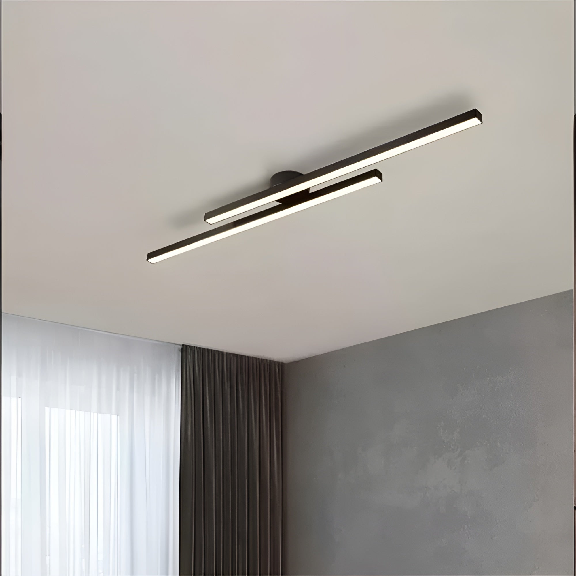 LumaLine – Modern Aluminium LED Strip Ceiling Light, Minimalist Semi Flush Fixture