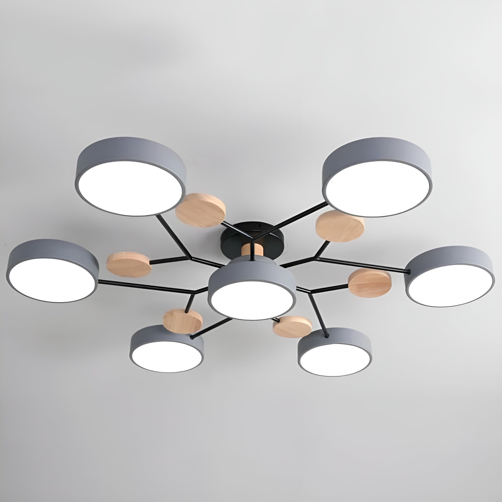 CircaGlow – Contemporary Round Iron LED Semi-Flush Chandelier with Modern Ceiling Light
