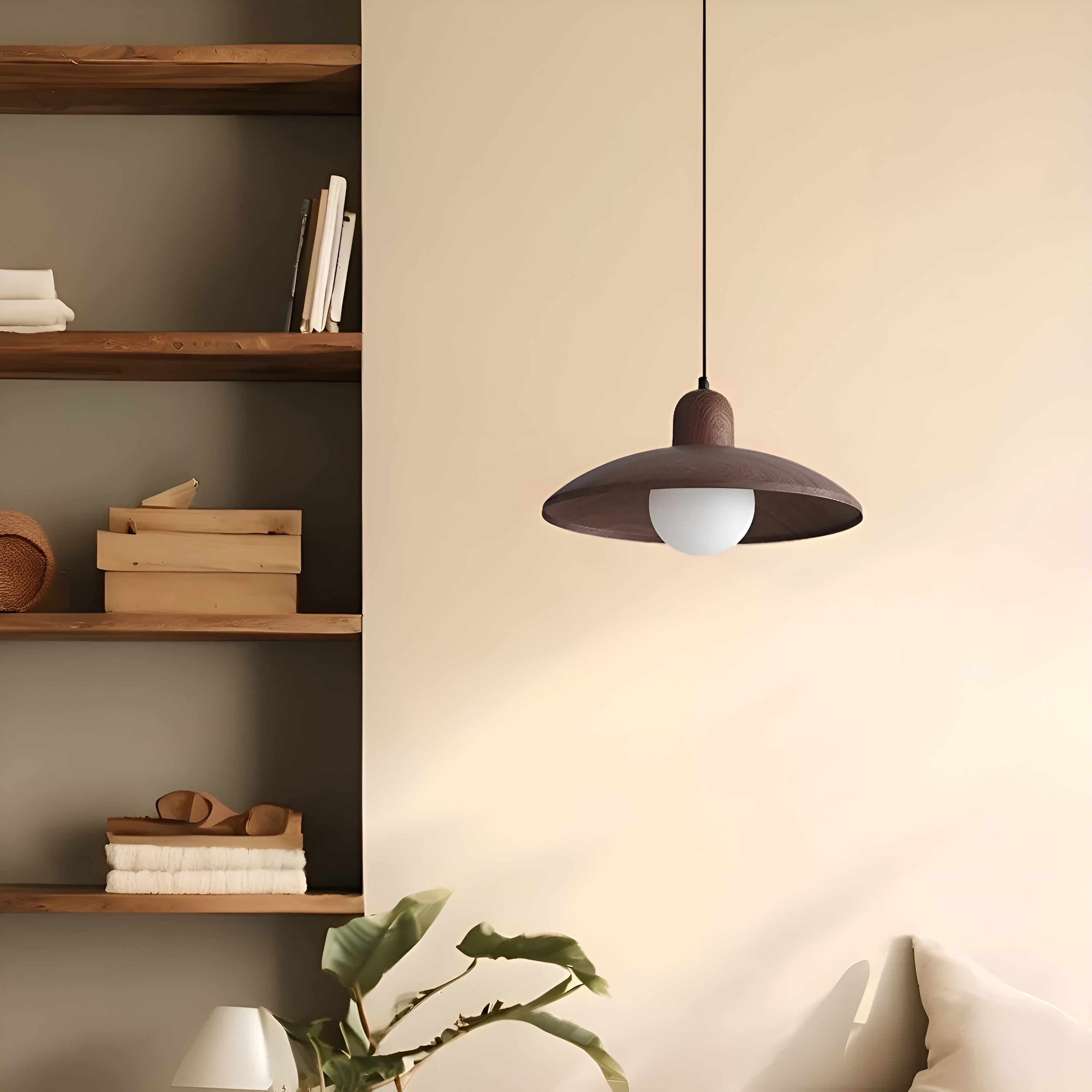 Zenora – Japanese Wabi-Sabi Walnut Ceiling Lamp for Peaceful Modern Interiors