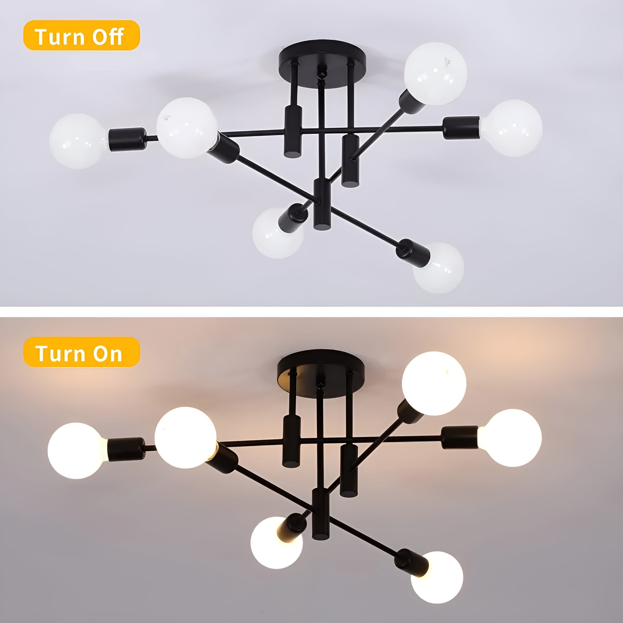 NoirLux – Nordic Ceiling Light Matte Black Modern Fixture for Dining Bedroom or Living Room