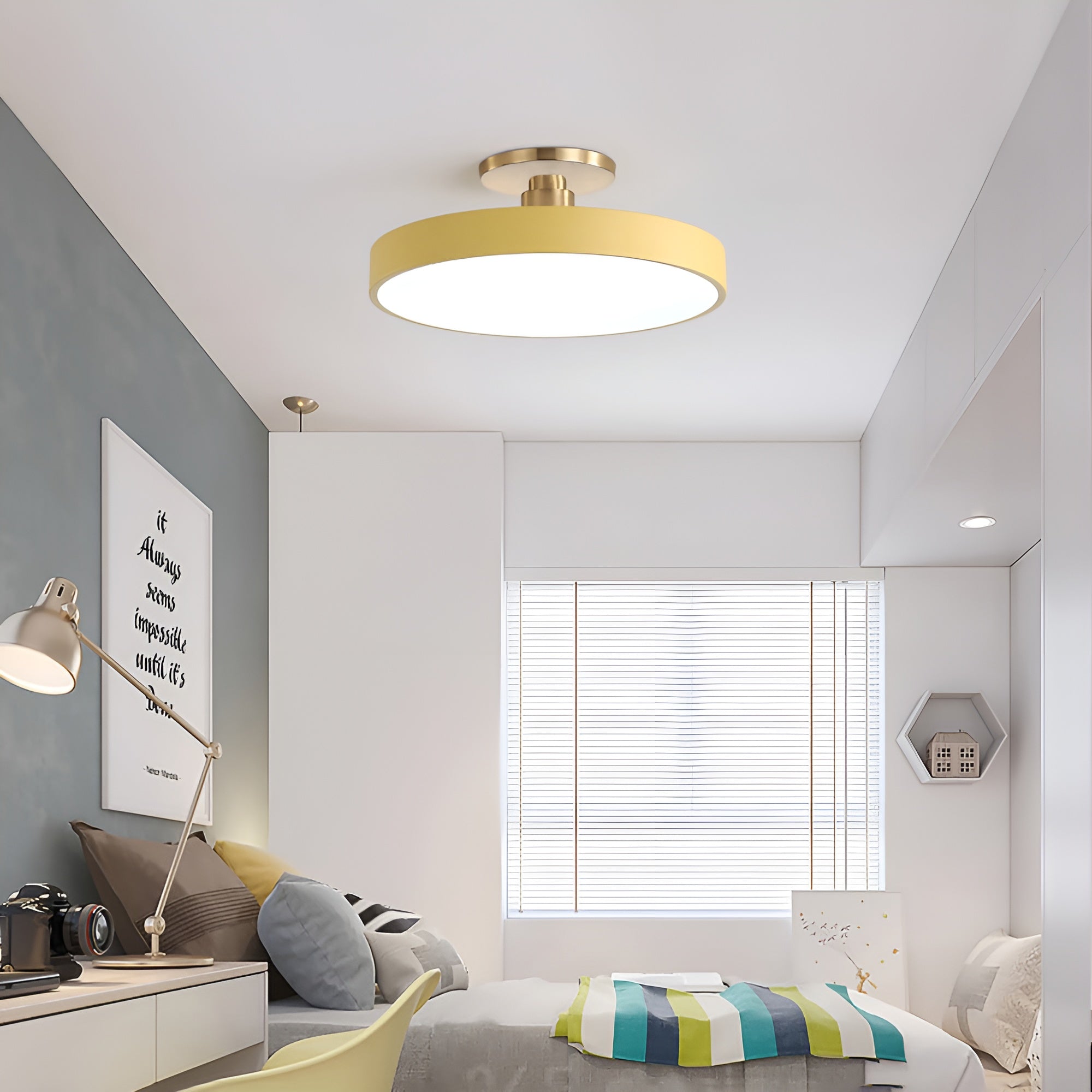 LumoCirque – Circular LED Semi Flush Mount Ceiling Light, Minimalist Fixture