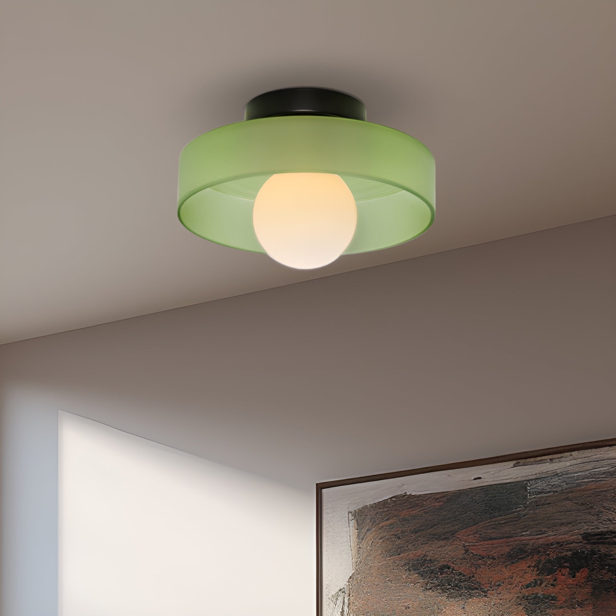 LumiRound — Modern Round Flush Mount Ceiling Light Frosted Glass Kitchen Lamp