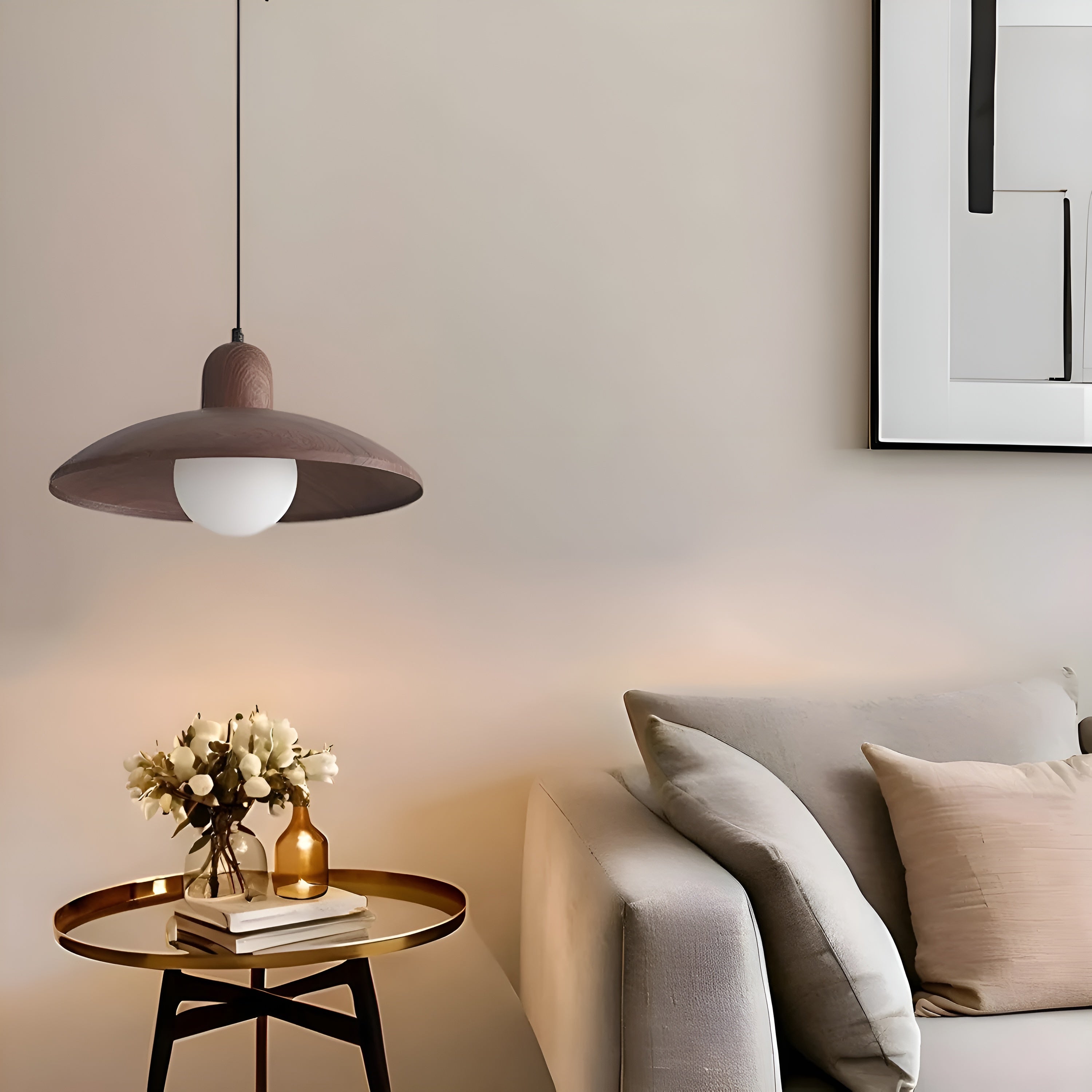 Zenora – Japanese Wabi-Sabi Walnut Ceiling Lamp for Peaceful Modern Interiors
