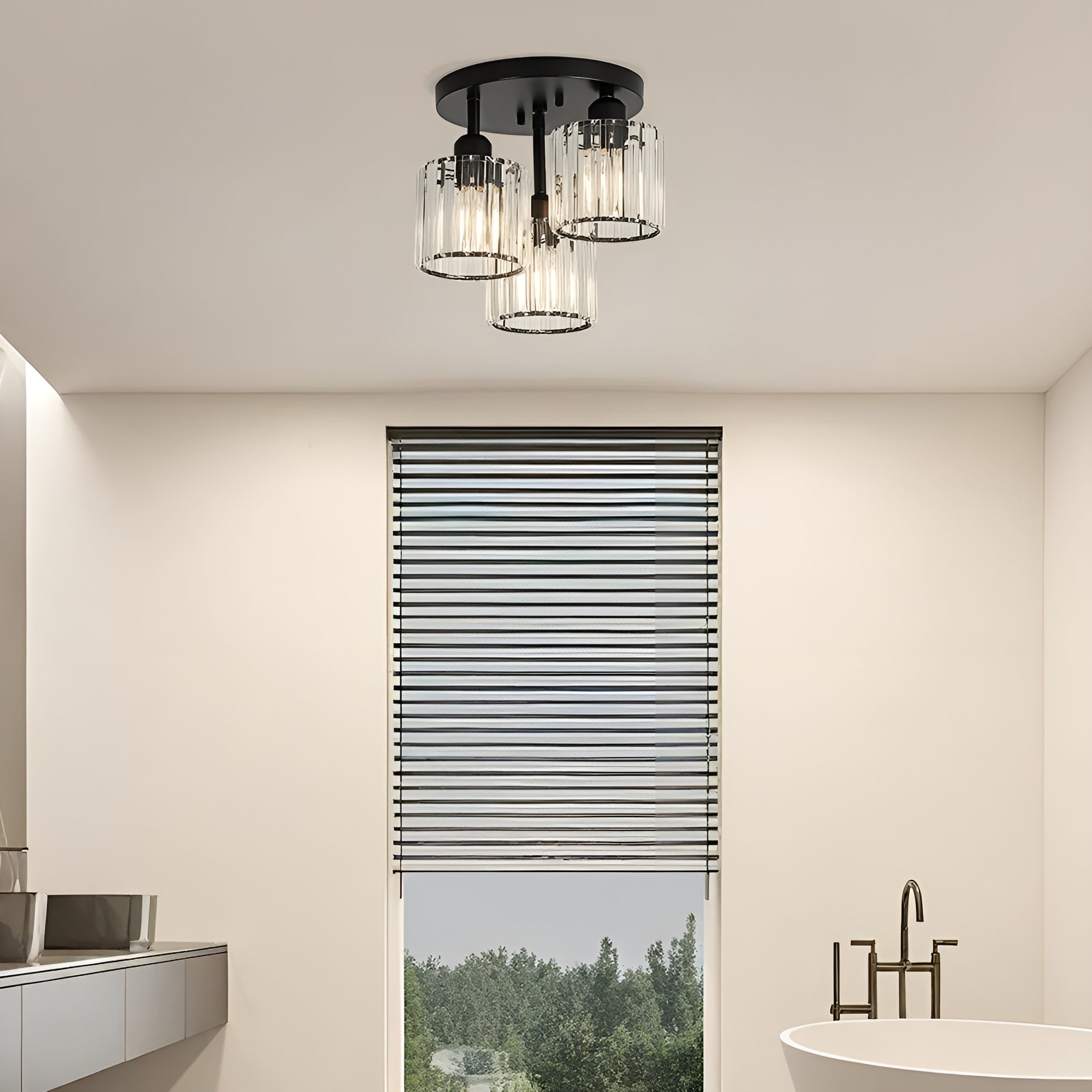 LustraGlow – Crystal Ceiling Light Modern Semi Flush Fixture for Bedroom or Hallway Lighting