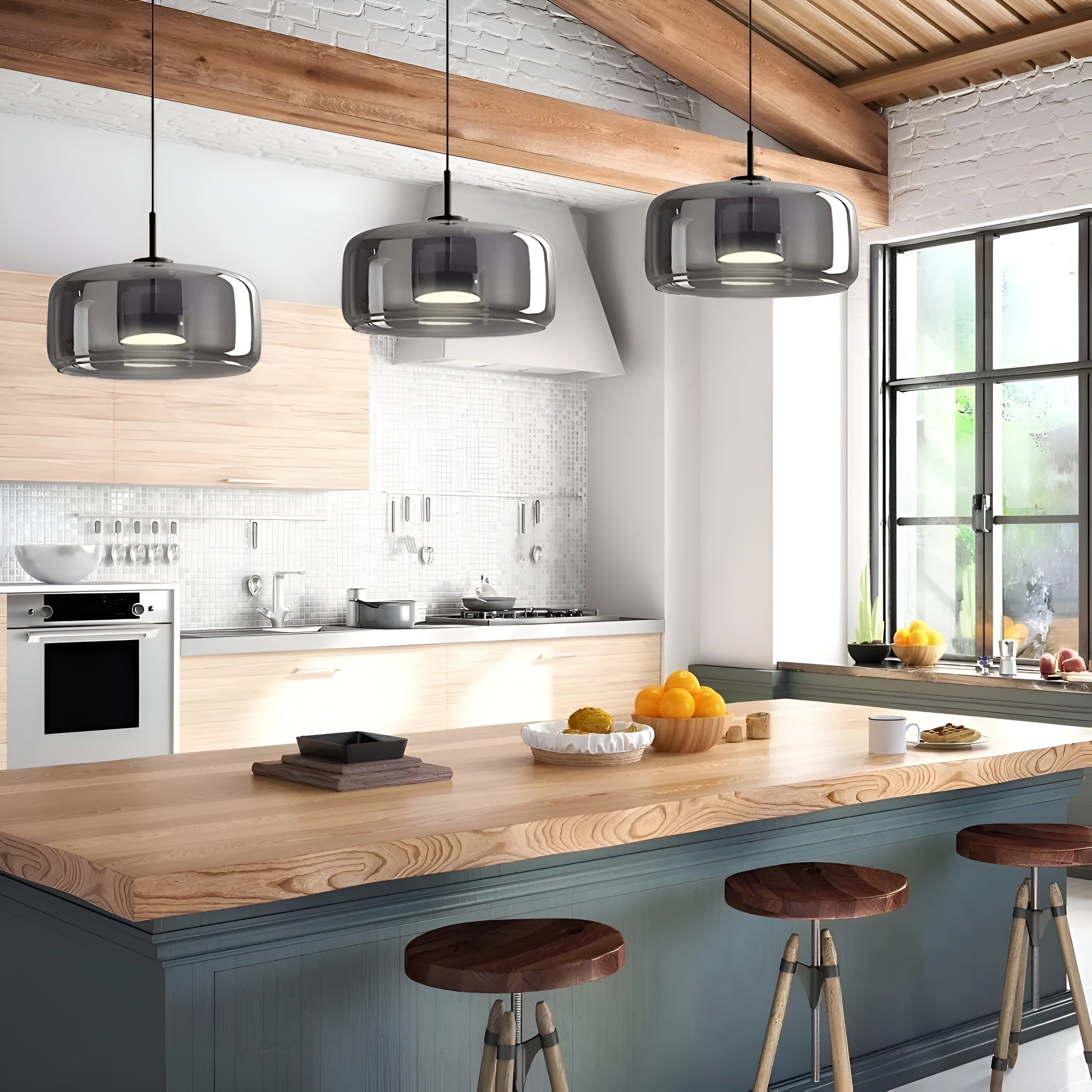 HaloGlow – Trio Ceiling Lamp with Modern Pendant LED Glass Light Fixture