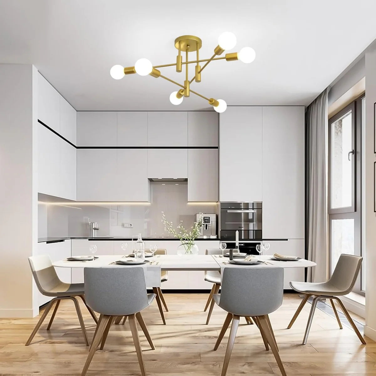 NoirLux – Nordic Ceiling Light Matte Black Modern Fixture for Dining Bedroom or Living Room