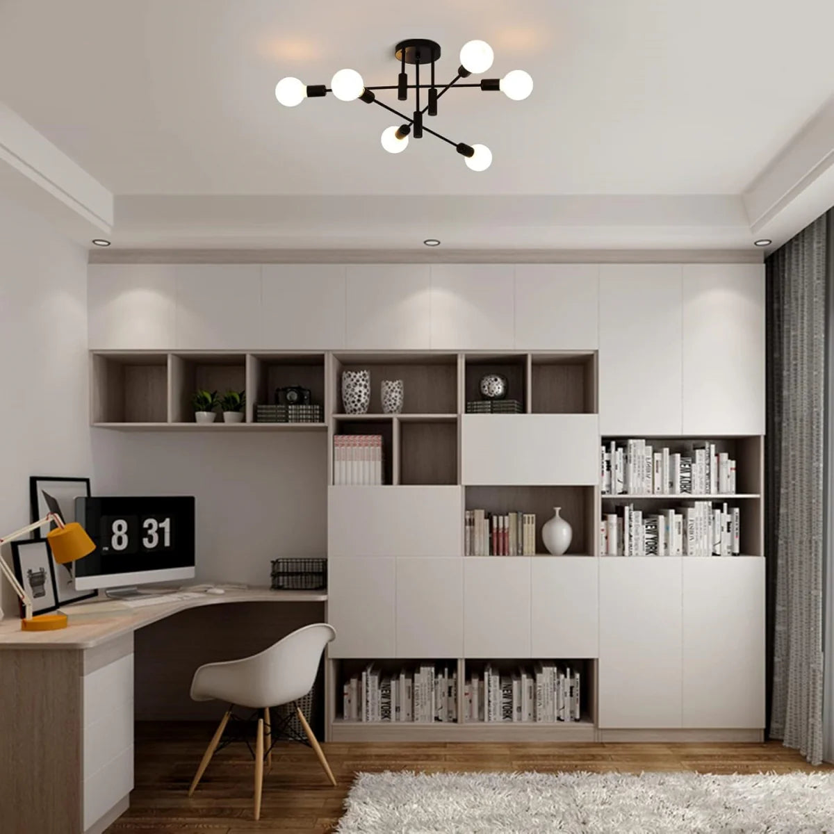 NoirLux – Nordic Ceiling Light Matte Black Modern Fixture for Dining Bedroom or Living Room