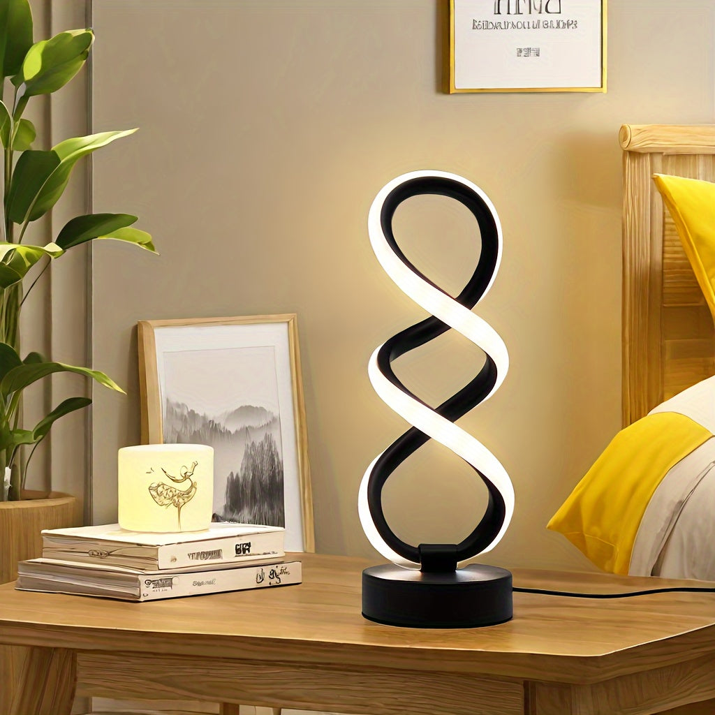 LumiTwist – Sculptural LED table lamp with mood lighting and USB power