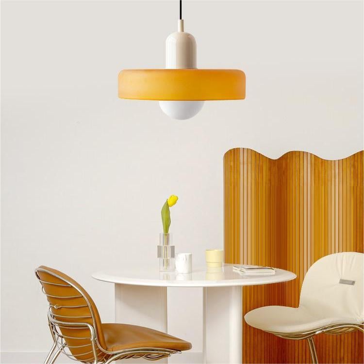 Radiant Bloom – Bauhaus Inspired Stained Glass Pendant Light