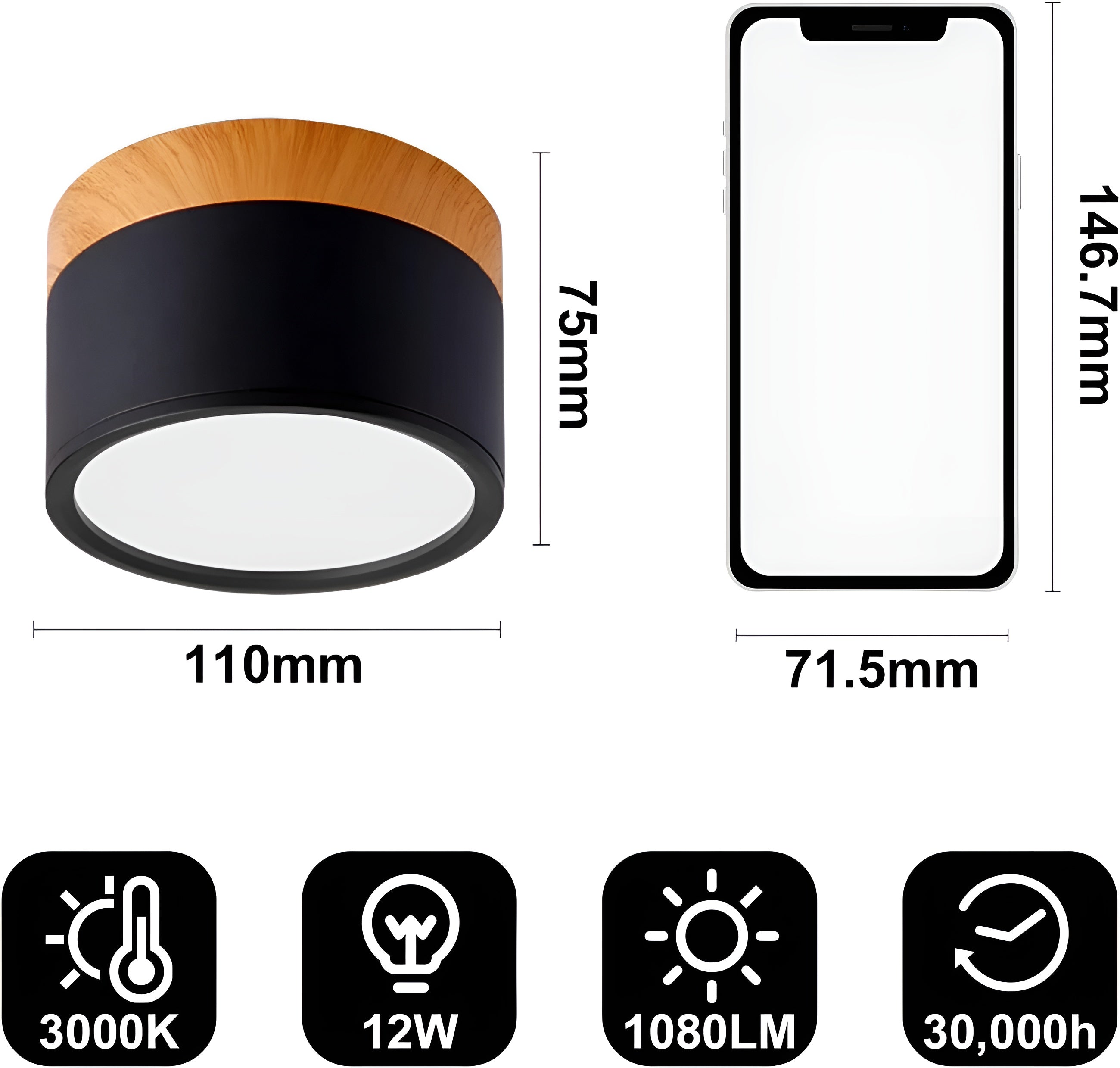 LumiCyl – Cylinder Flush Ceiling Light with Modern Minimalist LED Space-Saving Lighting