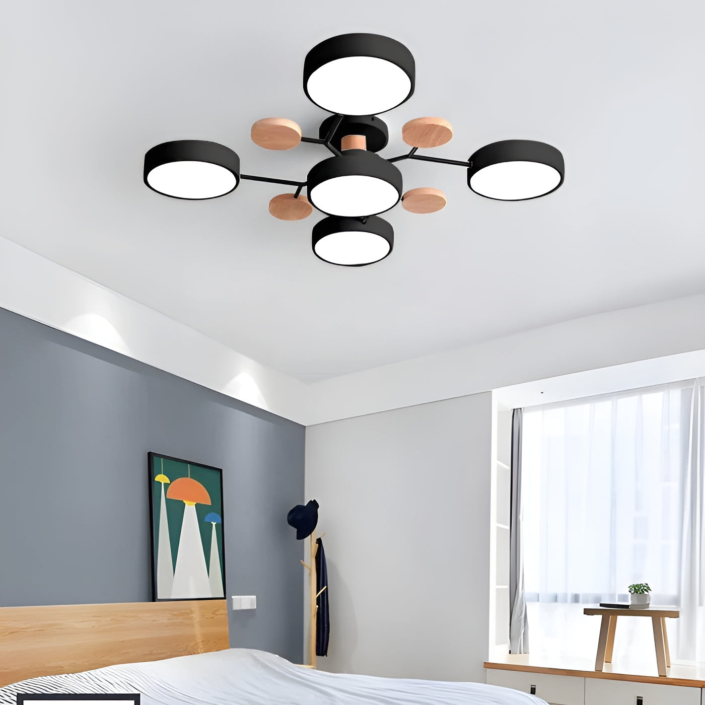 CircaGlow – Contemporary Round Iron LED Semi-Flush Chandelier with Modern Ceiling Light