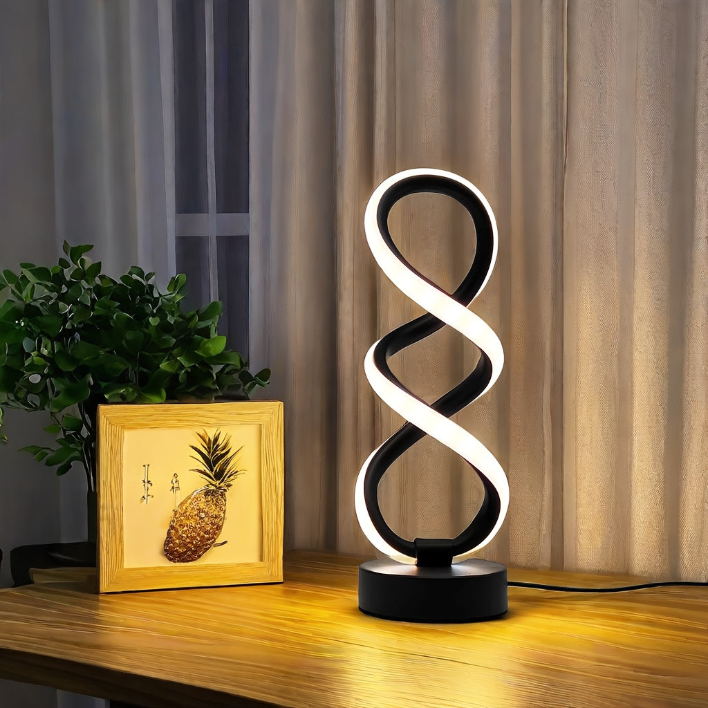 LumiTwist – Sculptural LED table lamp with mood lighting and USB power