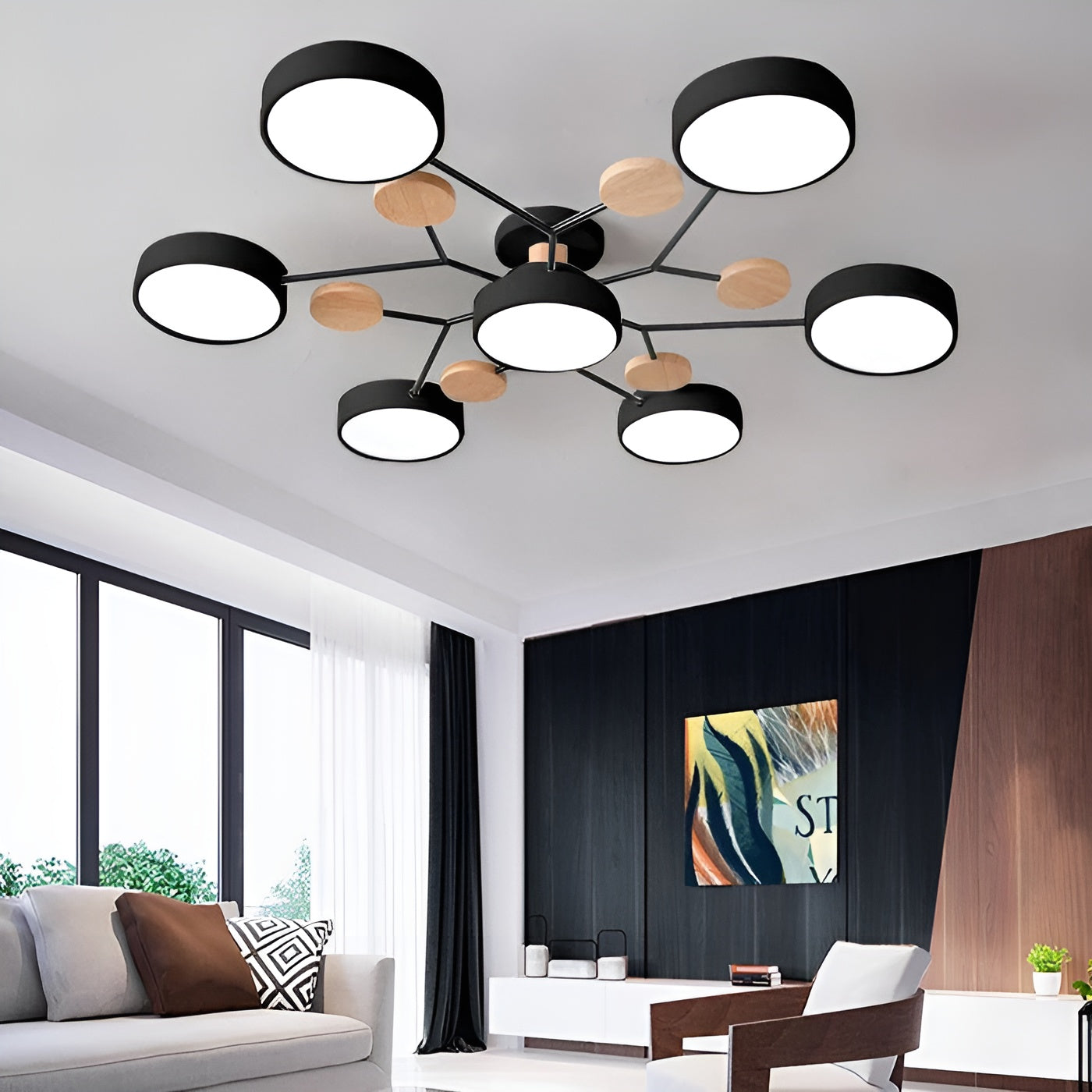 CircaGlow – Contemporary Round Iron LED Semi-Flush Chandelier with Modern Ceiling Light