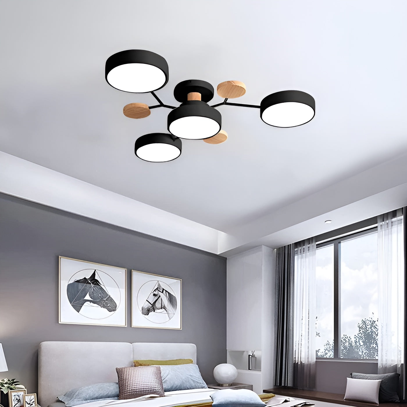 CircaGlow – Contemporary Round Iron LED Semi-Flush Chandelier with Modern Ceiling Light