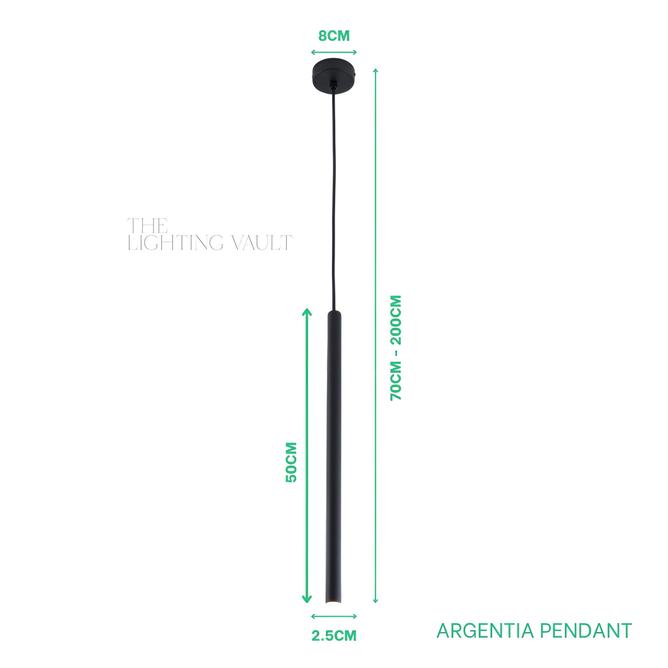 Lumeva – Argentia Single Tube Pendant Light Matte Black Modern Ceiling Lamp