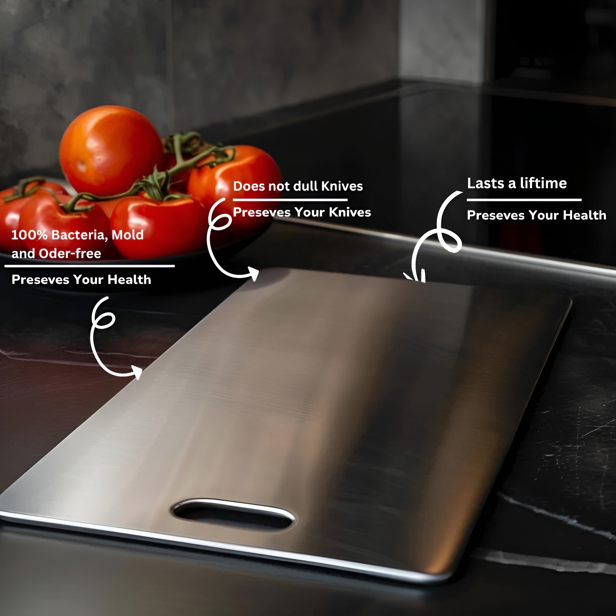 TitanEdge – 100% Titanium Antibacterial Cutting Board for Hygienic Cooking