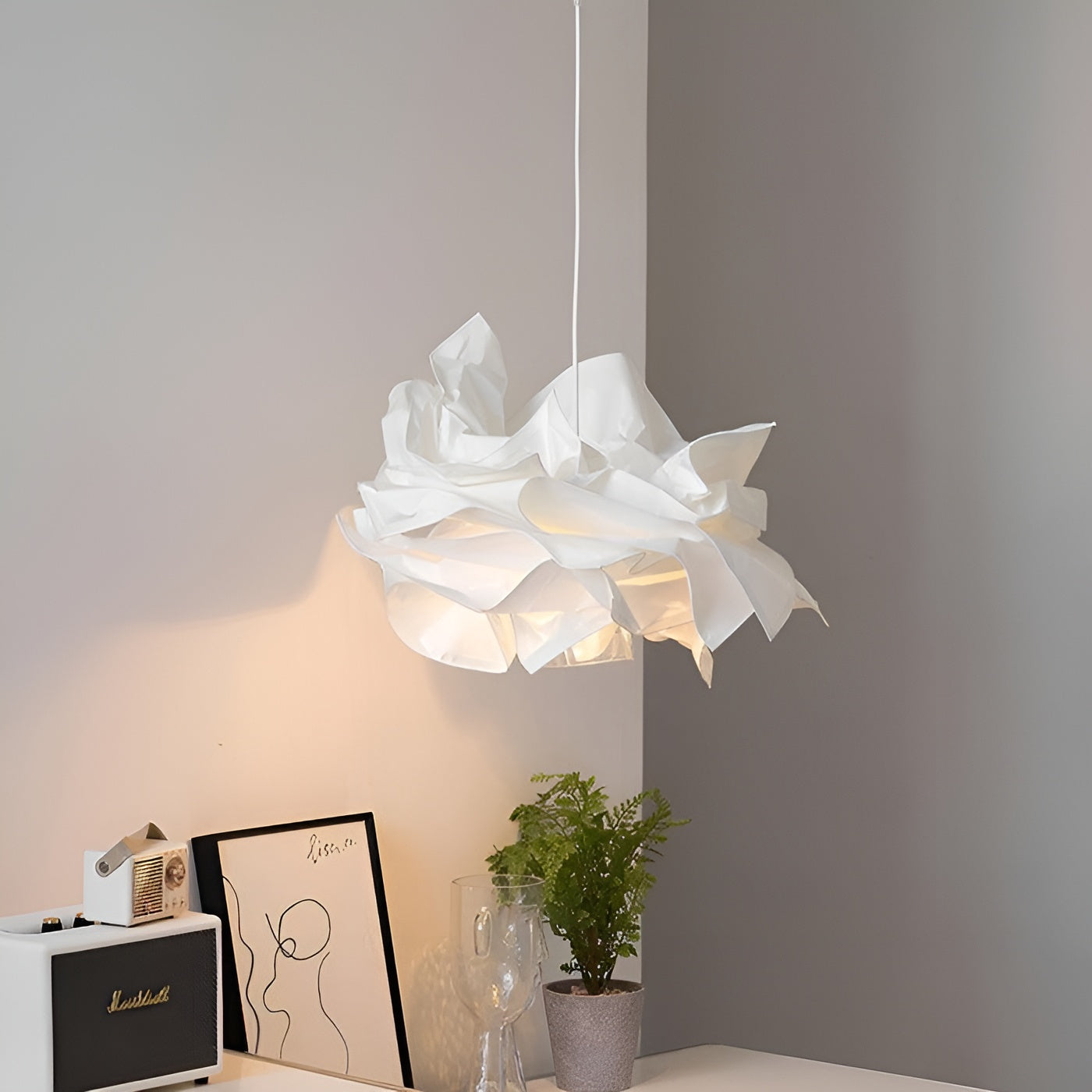 Cloudéa – Nordic Paper Cloud Pendant Light with Tri-Color LED Glow