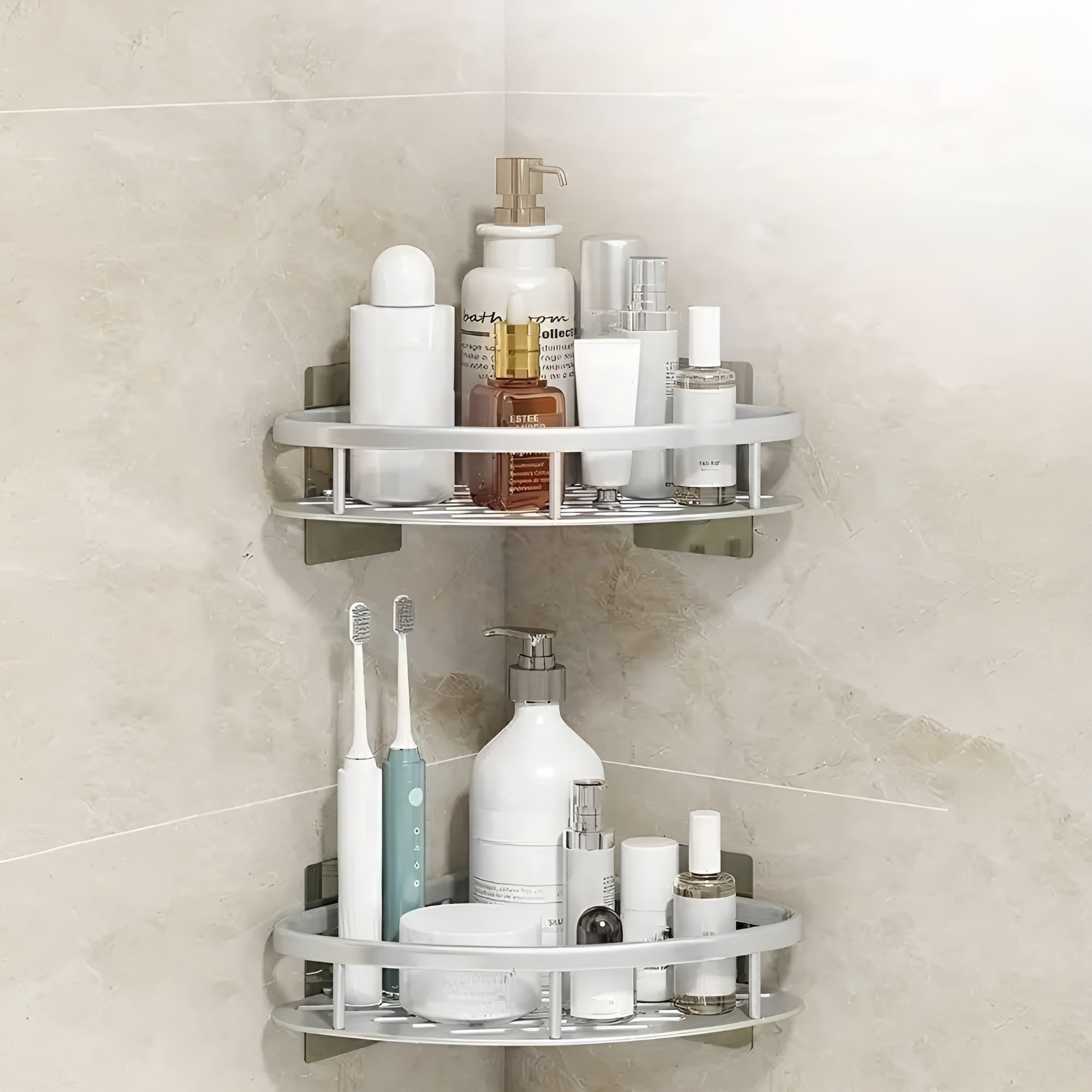 AeroLuxe - Aluma Curve Shower Caddy Rustproof No-Drill Organizer