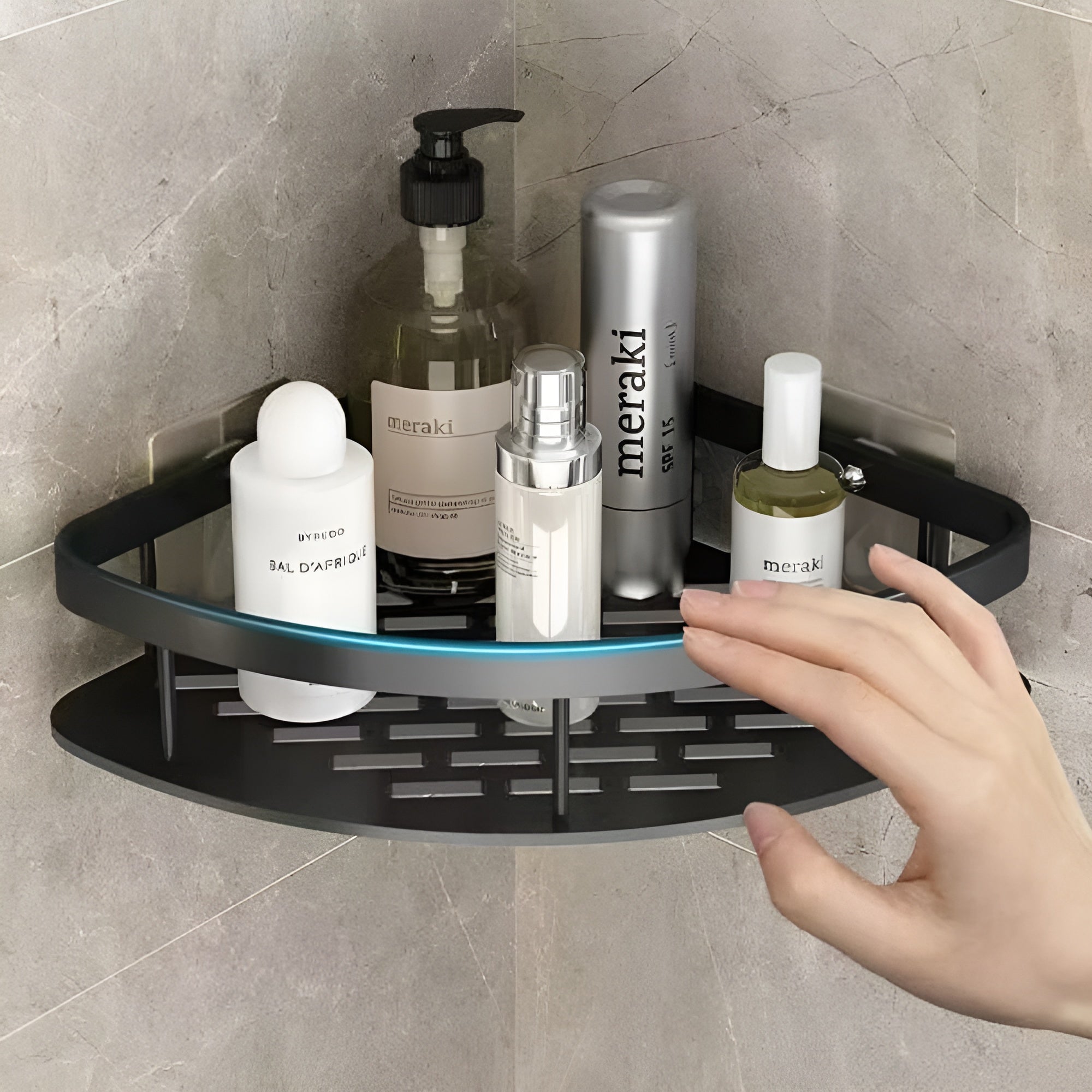 AeroLuxe - Aluma Curve Shower Caddy Rustproof No-Drill Organizer