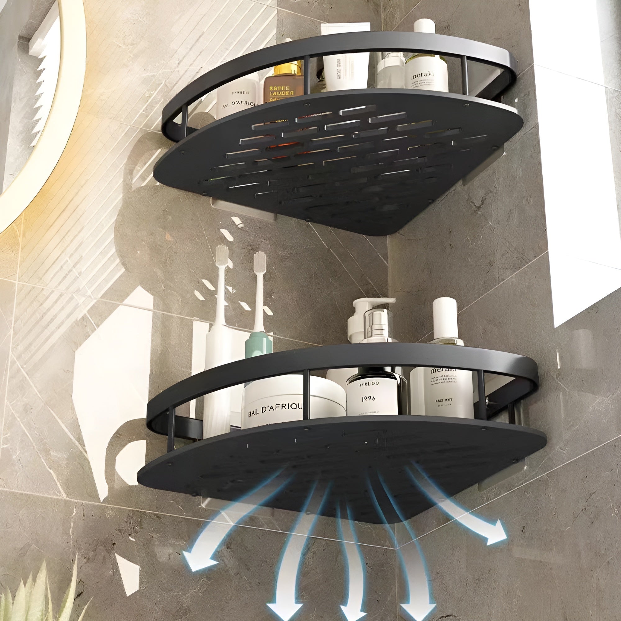 AeroLuxe - Aluma Curve Shower Caddy Rustproof No-Drill Organizer