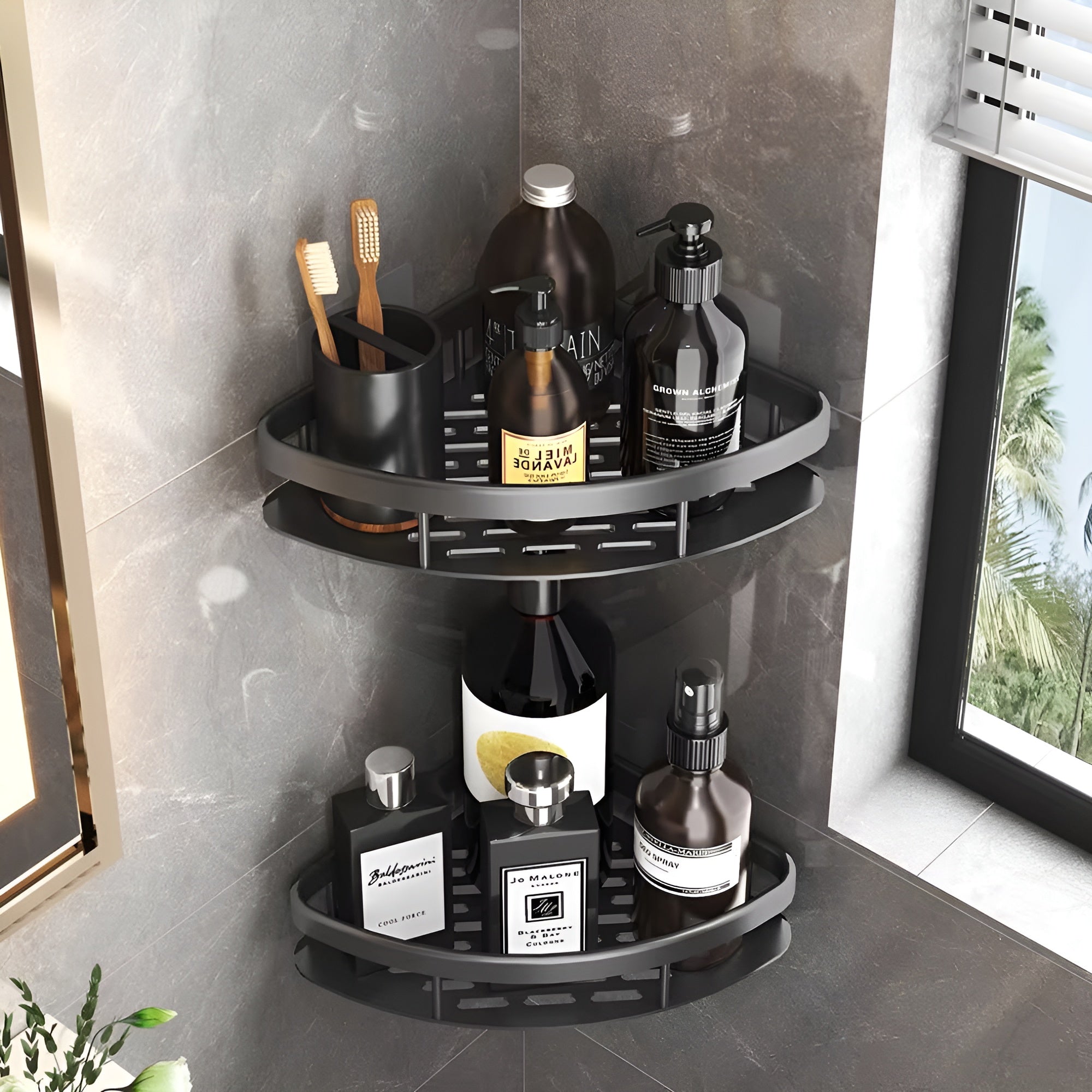 AeroLuxe - Aluma Curve Shower Caddy Rustproof No-Drill Organizer