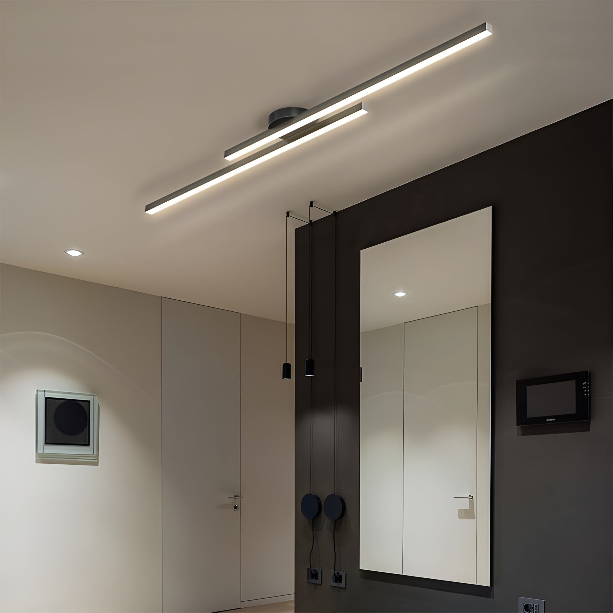 LumaLine – Modern Aluminium LED Strip Ceiling Light, Minimalist Semi Flush Fixture