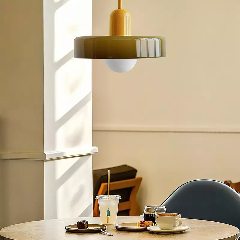 Radiant Bloom – Bauhaus Inspired Stained Glass Pendant Light