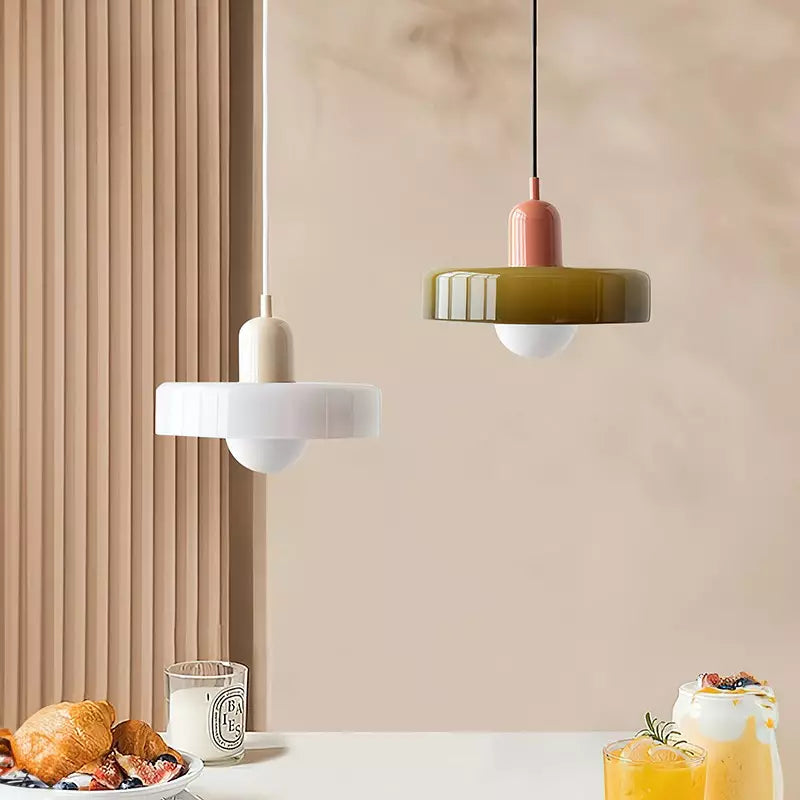 Radiant Bloom – Bauhaus Inspired Stained Glass Pendant Light