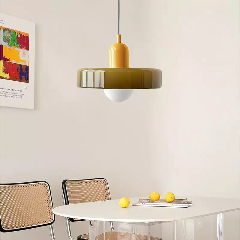 Radiant Bloom – Bauhaus Inspired Stained Glass Pendant Light