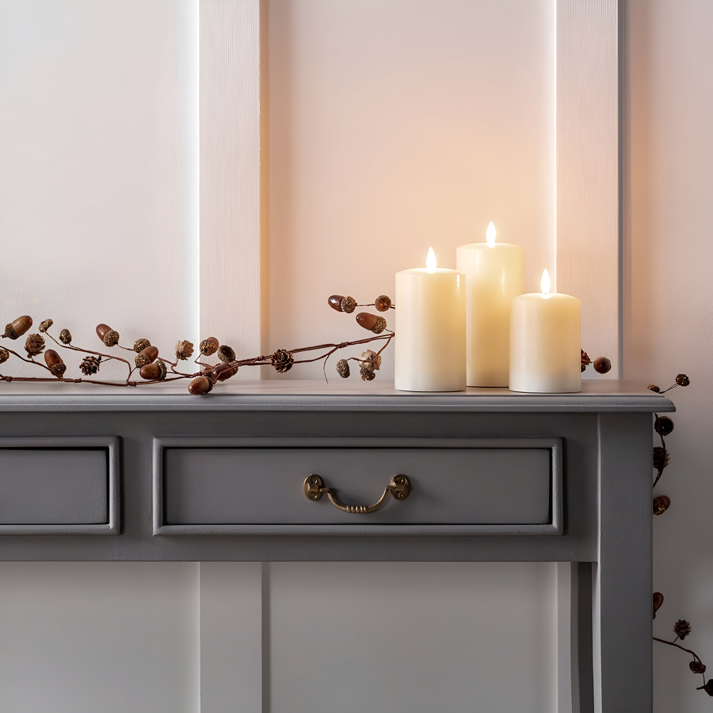 GlowLume – Ivory LED Pillar Candle Trio with Remote Control