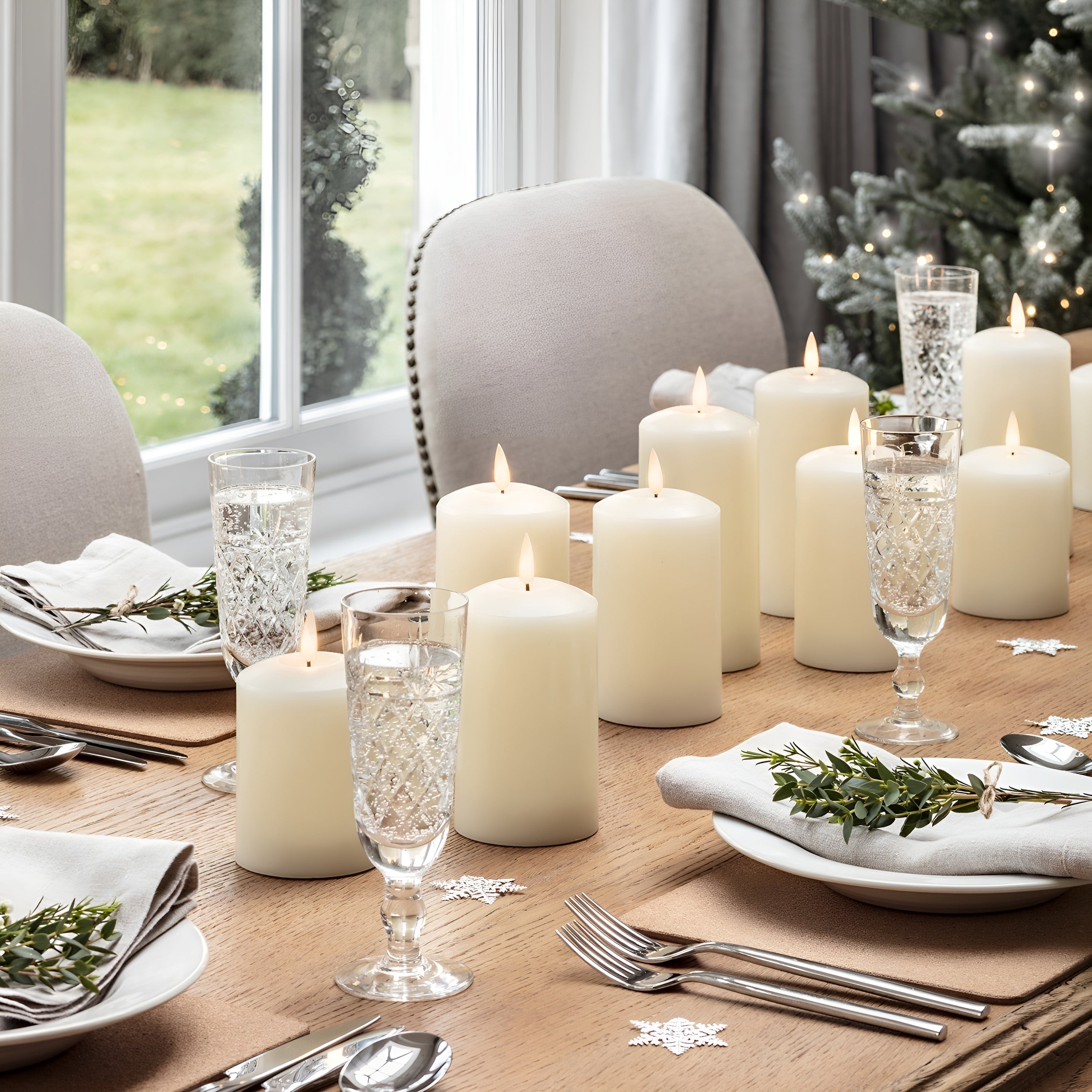 GlowLume – Ivory LED Pillar Candle Trio with Remote Control