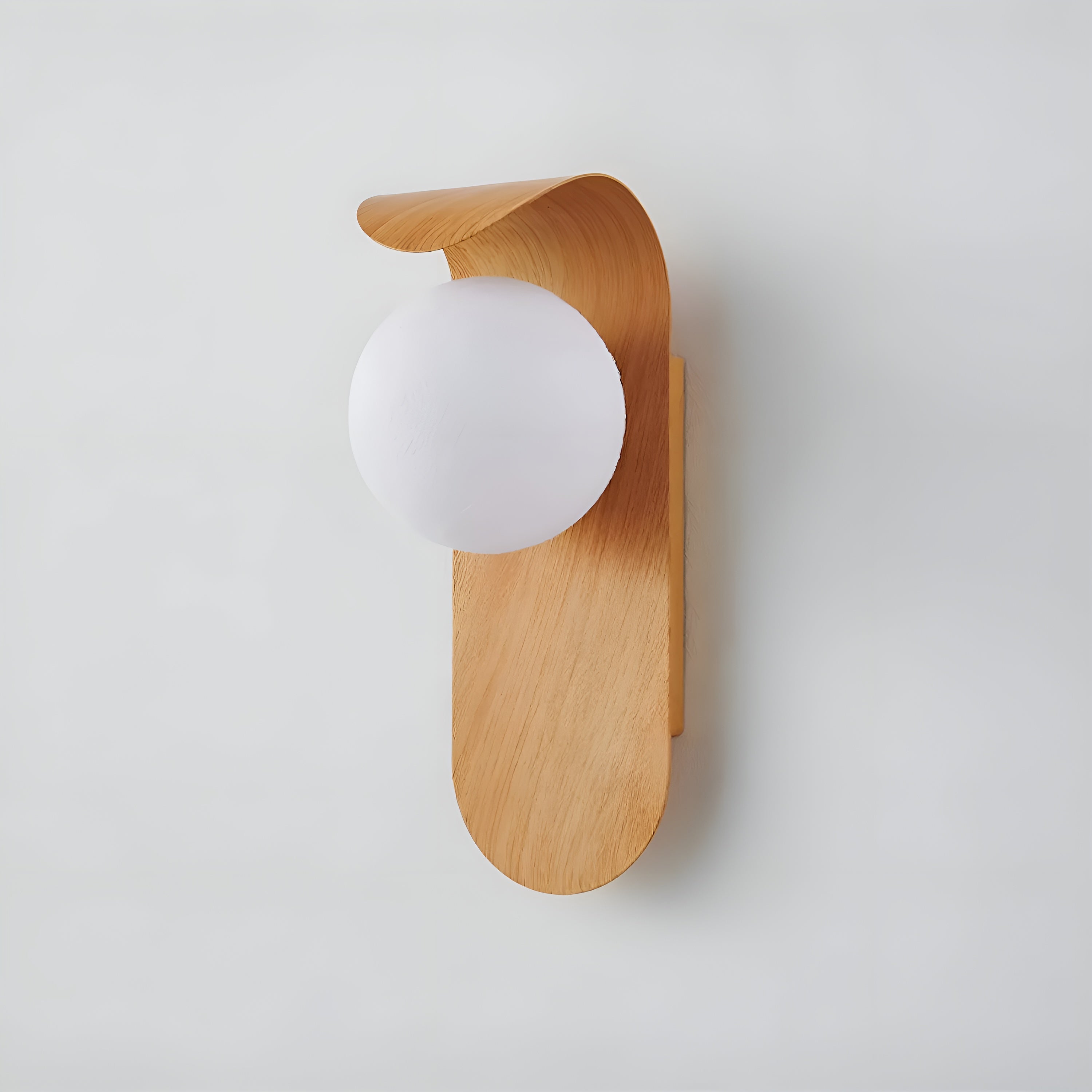 Lunora – Nordic LED Carlyle Wall Lamp with Frosted Globe & Wood Finish
