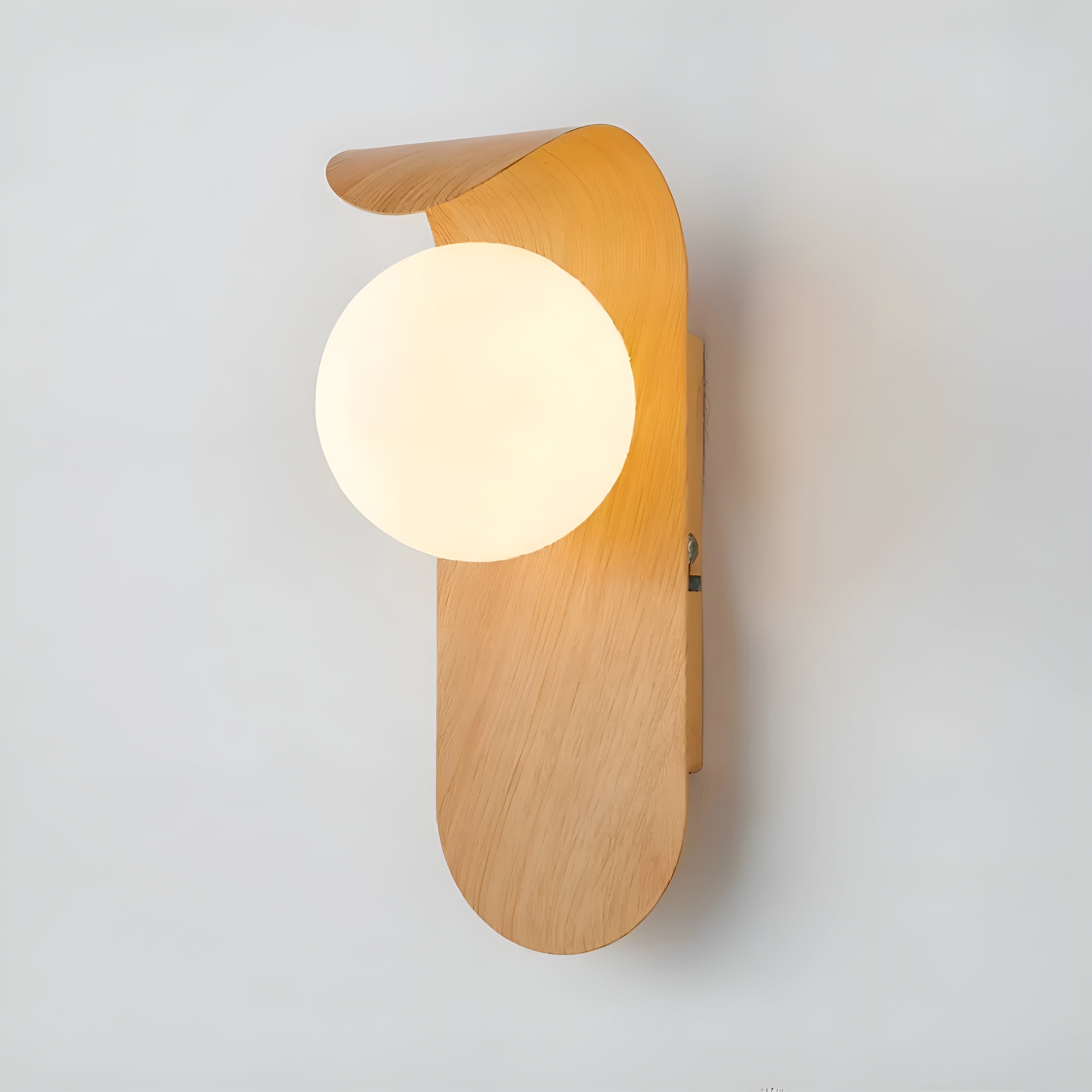 Lunora – Nordic LED Carlyle Wall Lamp with Frosted Globe & Wood Finish