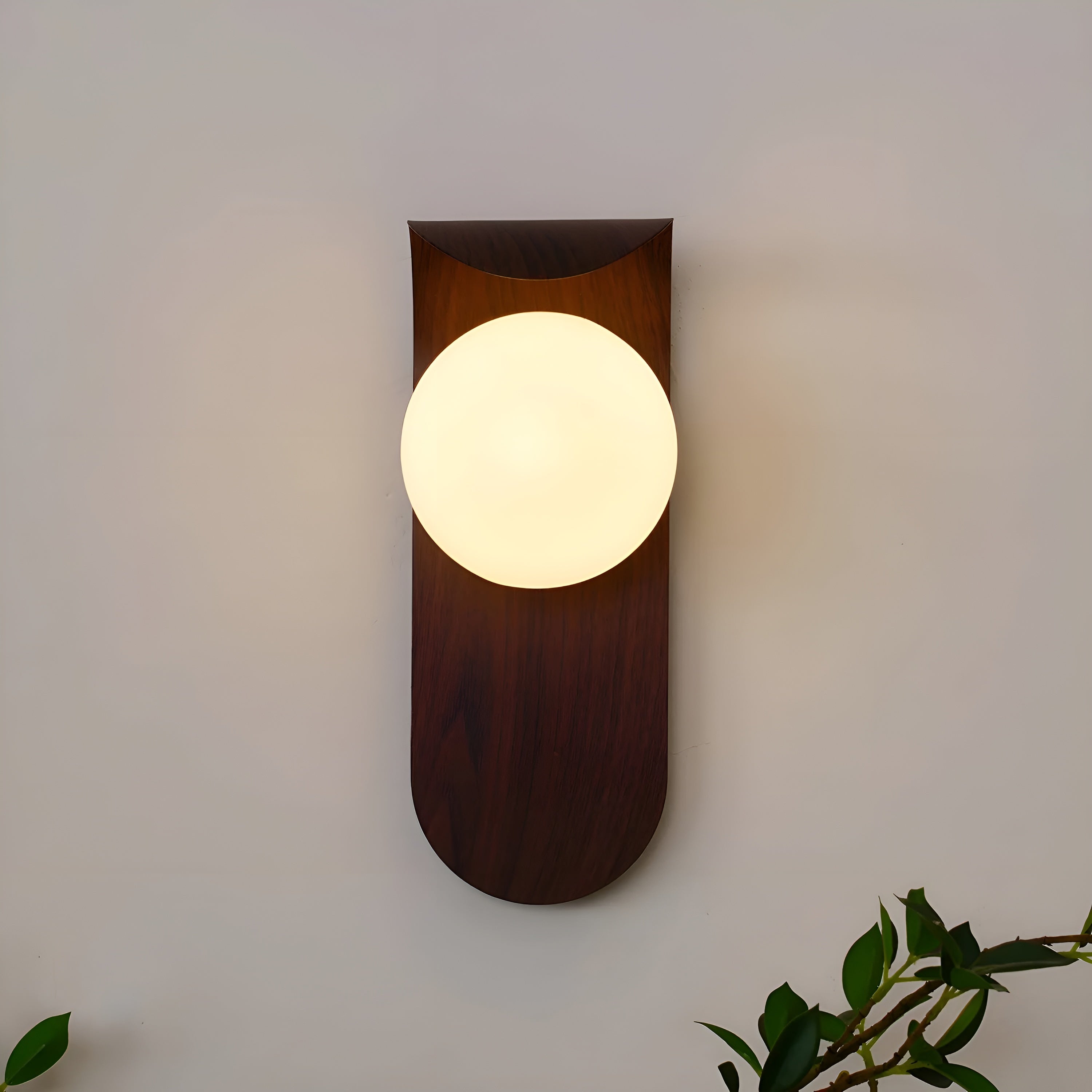 Lunora – Nordic LED Carlyle Wall Lamp with Frosted Globe & Wood Finish