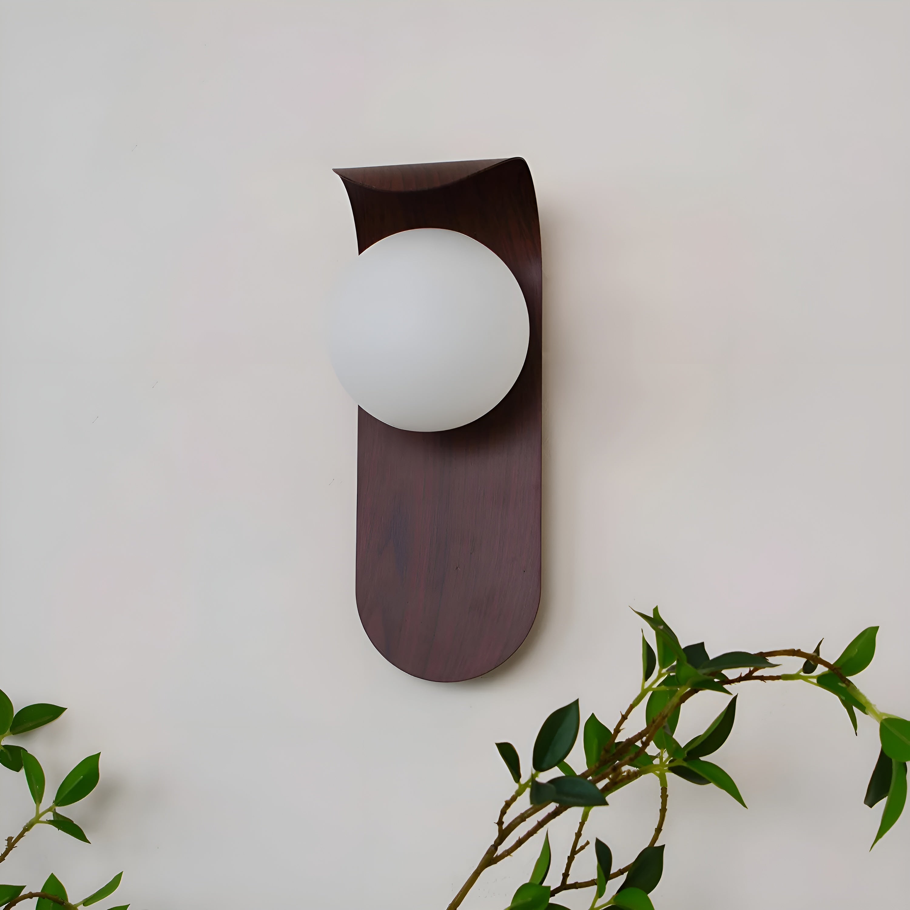 Lunora – Nordic LED Carlyle Wall Lamp with Frosted Globe & Wood Finish