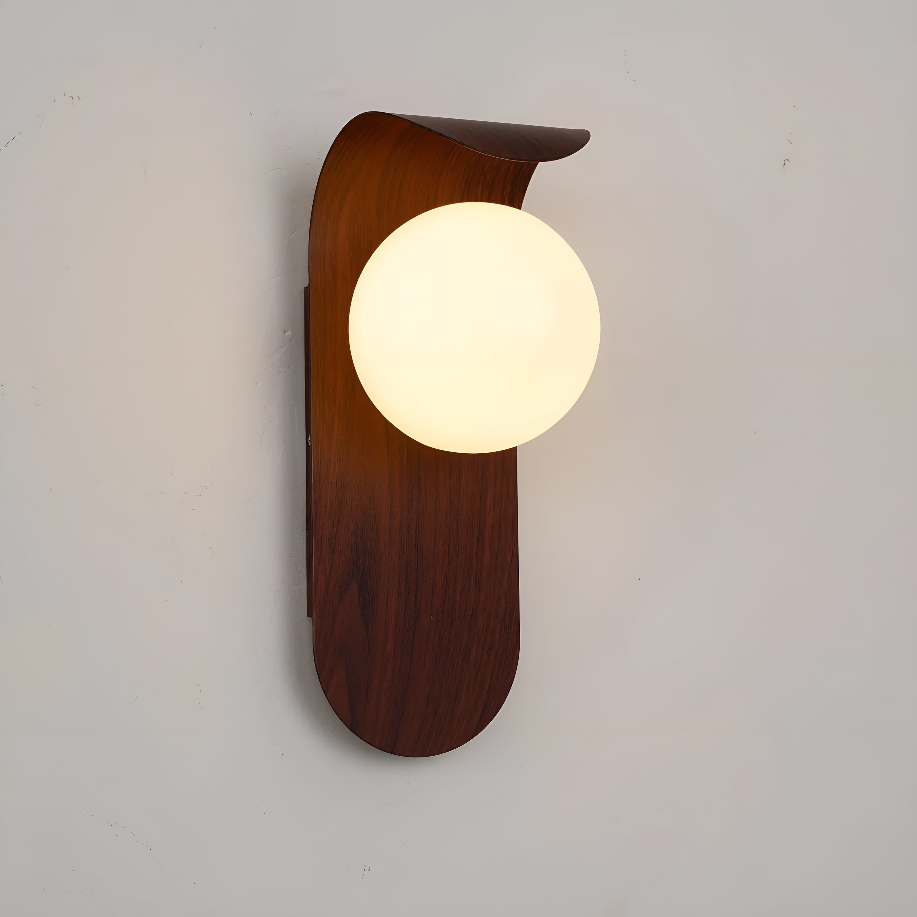 Lunora – Nordic LED Carlyle Wall Lamp with Frosted Globe & Wood Finish