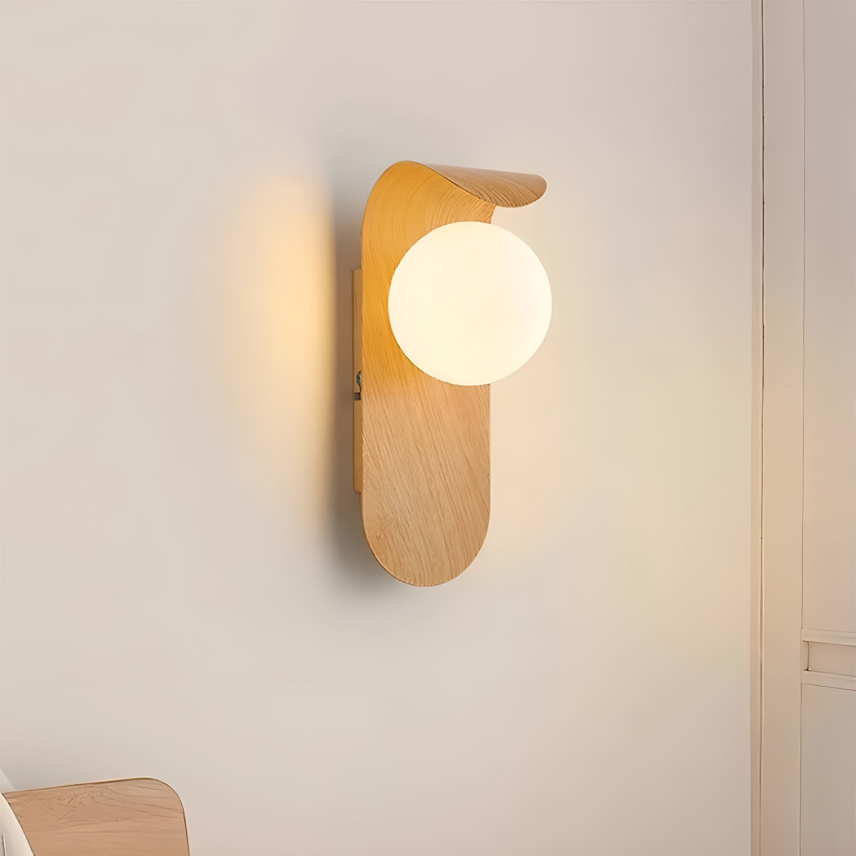 Lunora – Nordic LED Carlyle Wall Lamp with Frosted Globe & Wood Finish