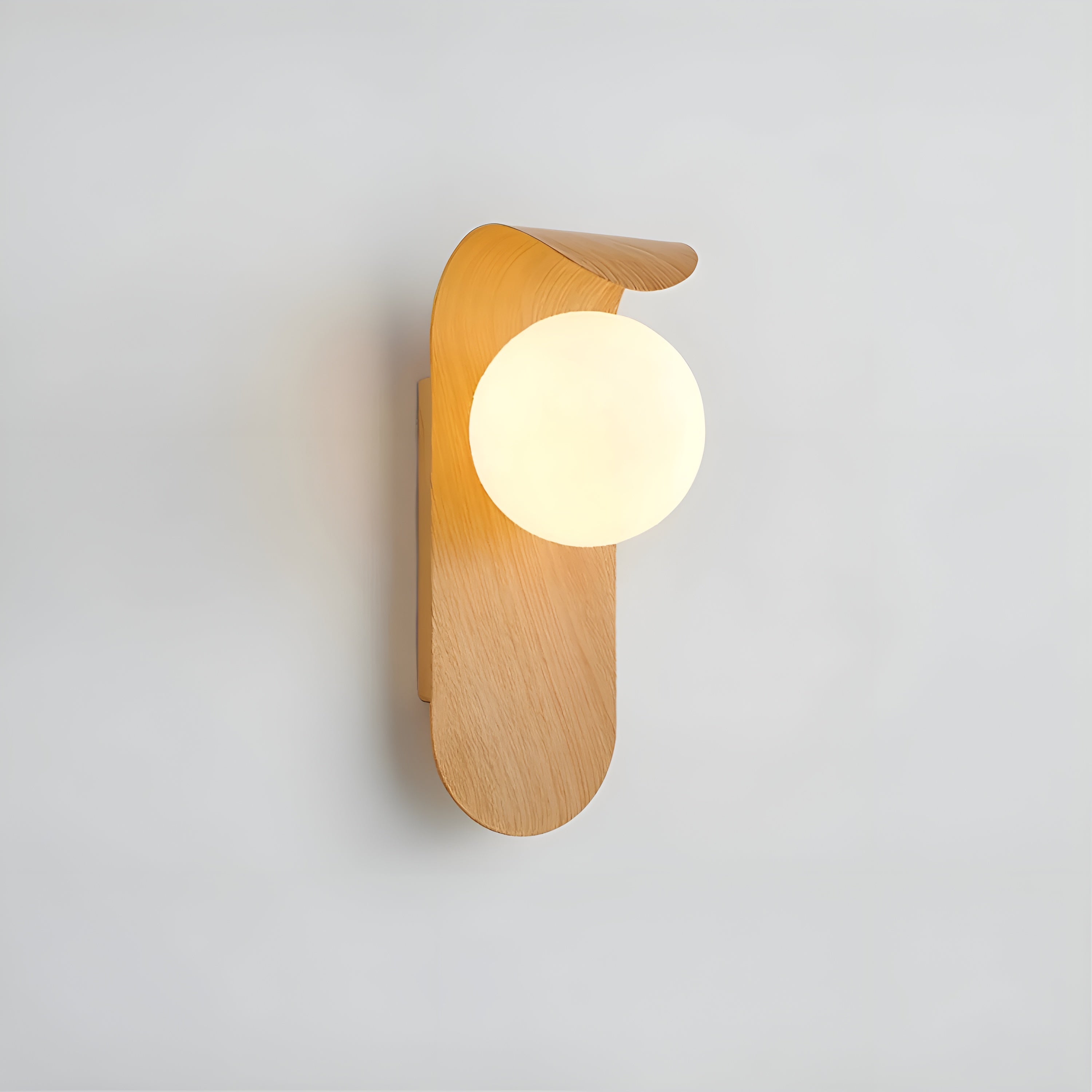 Lunora – Nordic LED Carlyle Wall Lamp with Frosted Globe & Wood Finish