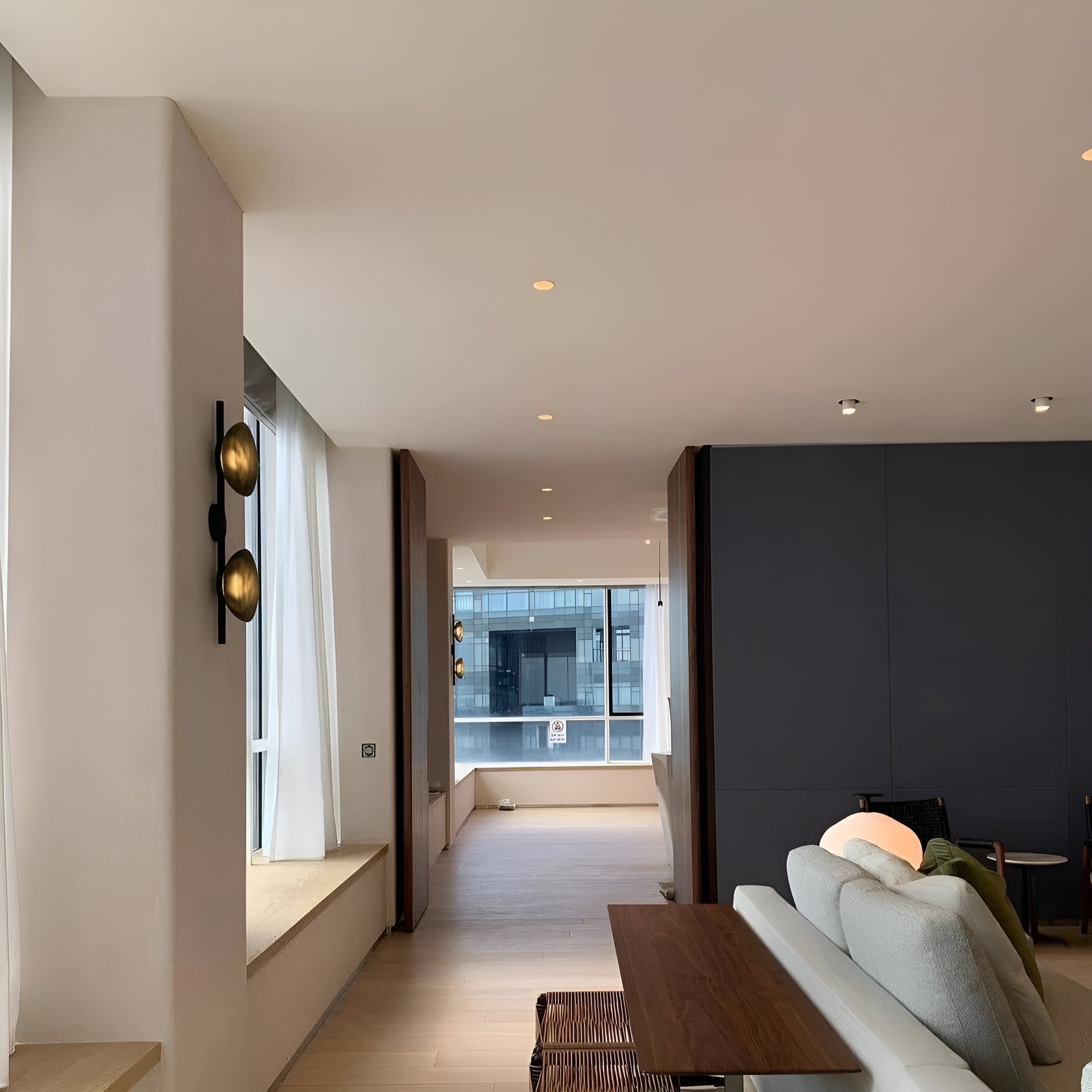 CetoWave – Glass Wall Lamp Nordic Sculptural LED Light for Bedroom Living Room Hallway in Black or Gold with Clear Smoky or Opal Glass