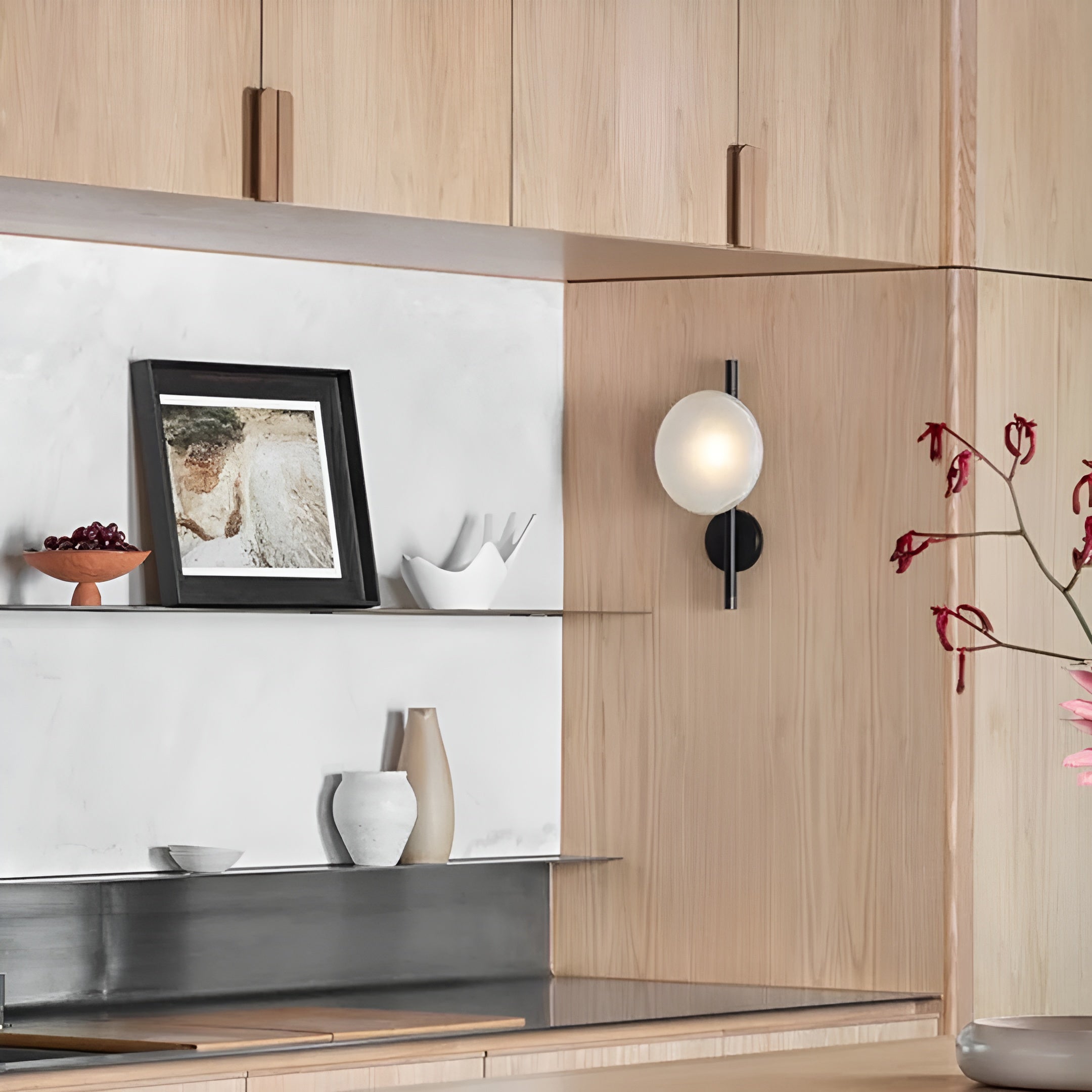 CetoWave – Glass Wall Lamp Nordic Sculptural LED Light for Bedroom Living Room Hallway in Black or Gold with Clear Smoky or Opal Glass