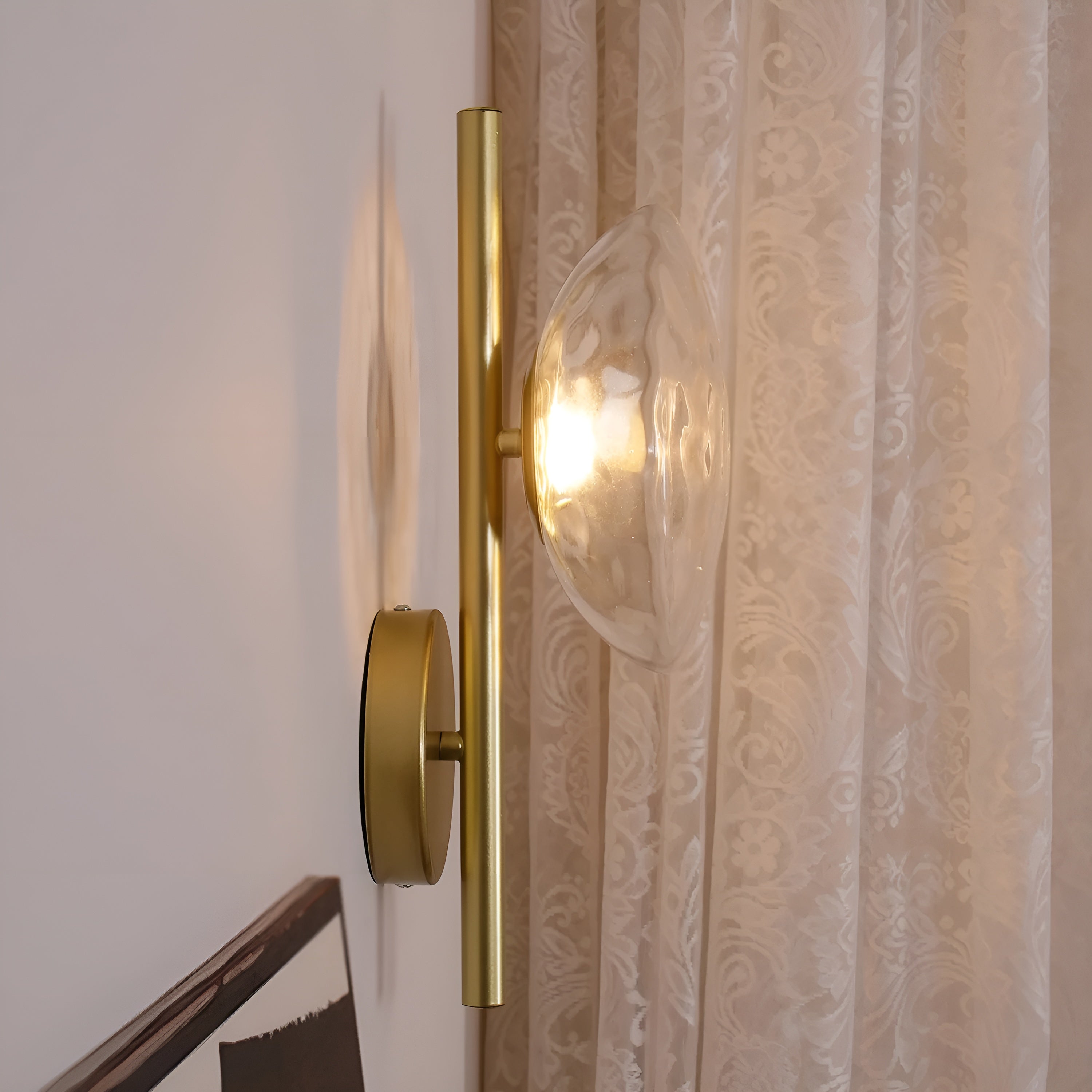 CetoWave – Glass Wall Lamp Nordic Sculptural LED Light for Bedroom Living Room Hallway in Black or Gold with Clear Smoky or Opal Glass