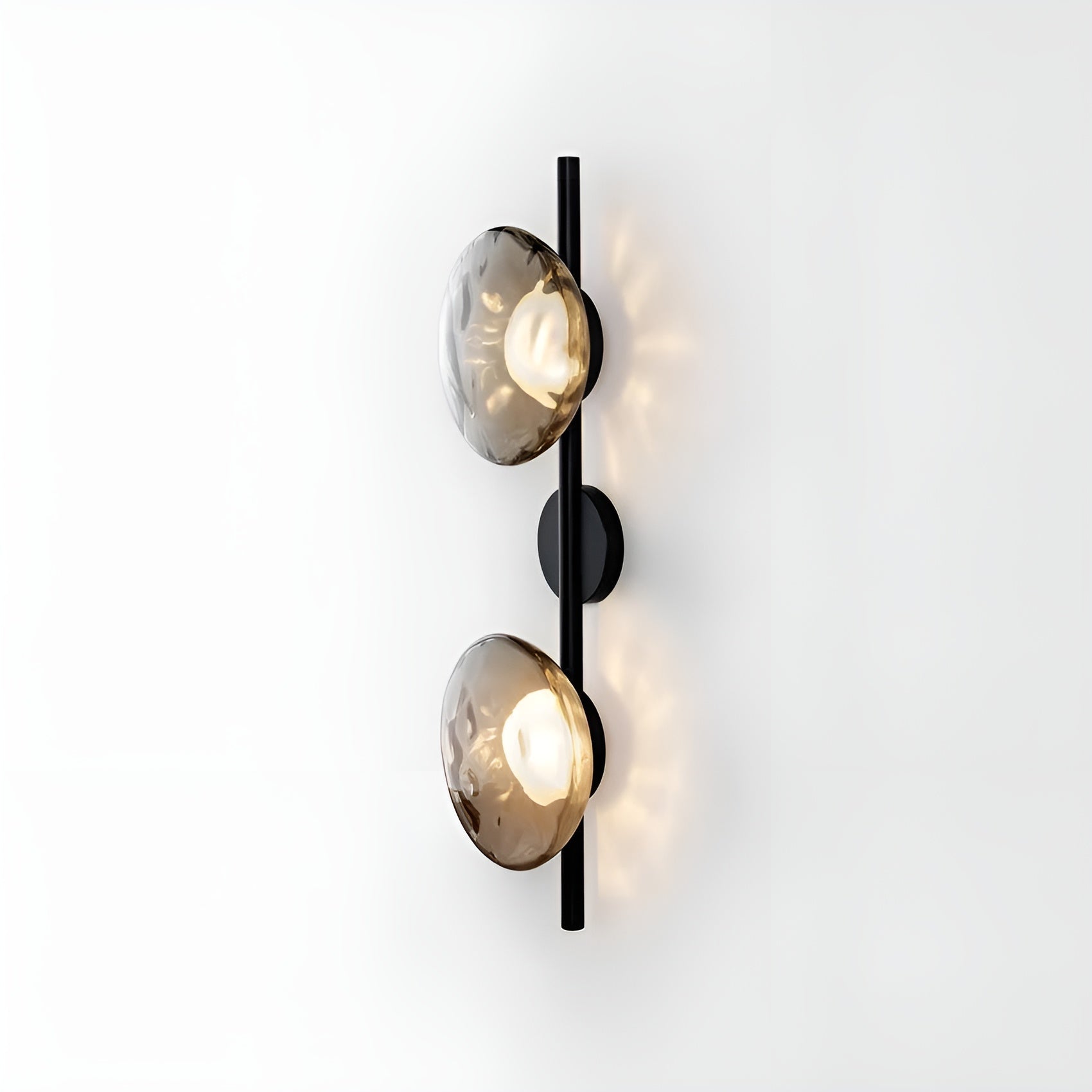CetoWave – Glass Wall Lamp Nordic Sculptural LED Light for Bedroom Living Room Hallway in Black or Gold with Clear Smoky or Opal Glass