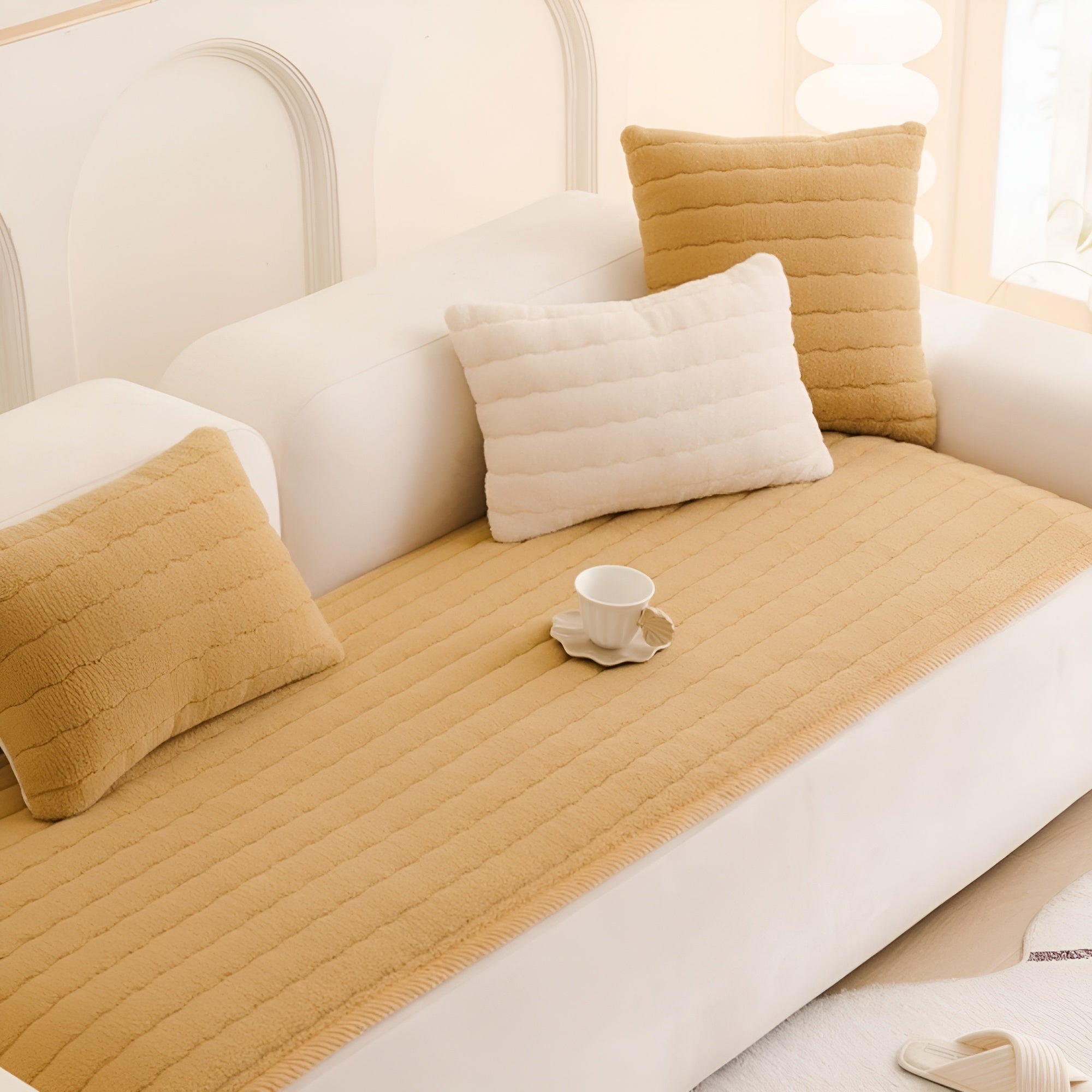 VeluHaven - Thick Plush Sofa Cover Non-Slip Soft Microfiber Protector