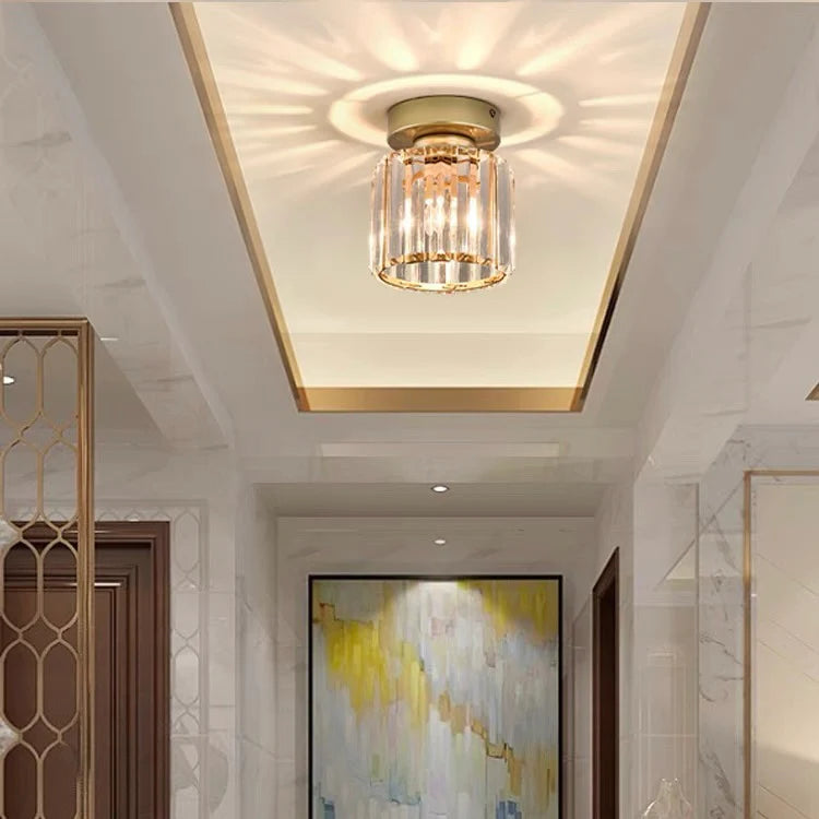 LustraLuxe – Modern Black Crystal Flush Mount Ceiling Light for Hallways